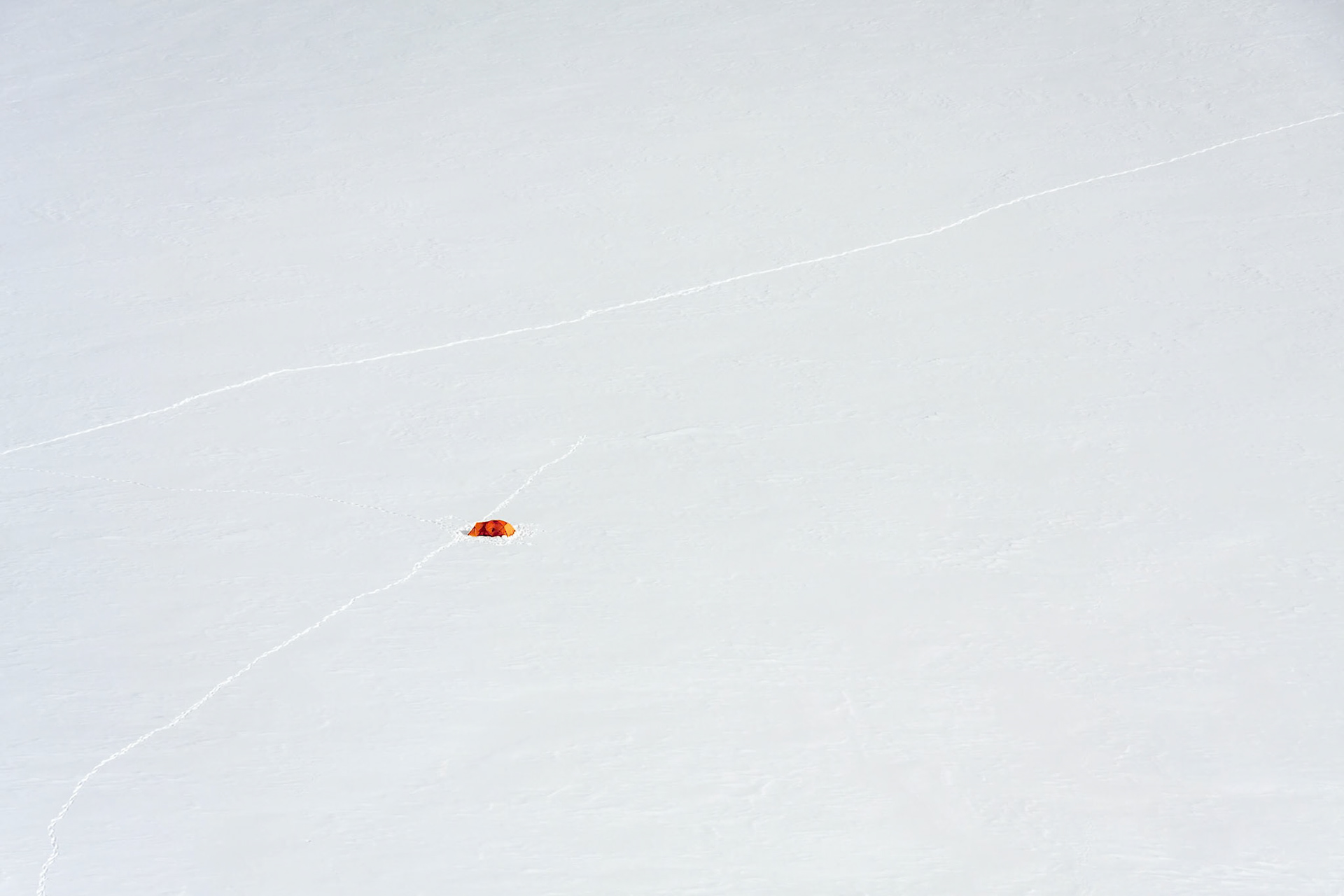 Orange tent on Monte Bianco