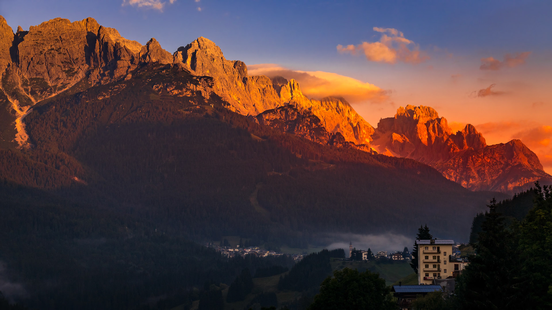 CANDIDE, VENETO/ITALY - AUGUST 10 : Sunrise in the Dolomites at Candide, Veneto, Italy on August 10, 2020