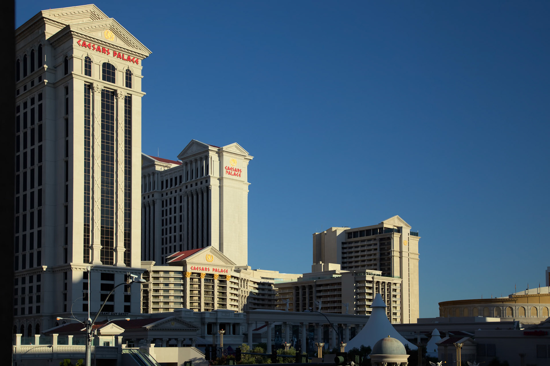 View  of Caesars Palace at Sunrise in Las Vegas