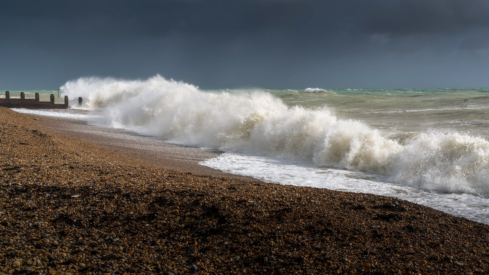 EASTBOURNE, EAST SUSSEX/UK - OCTOBER 21 : Tail End of Storm Brian Racing Past Eastbourne Seafront in East Sussex on October 21, 2017