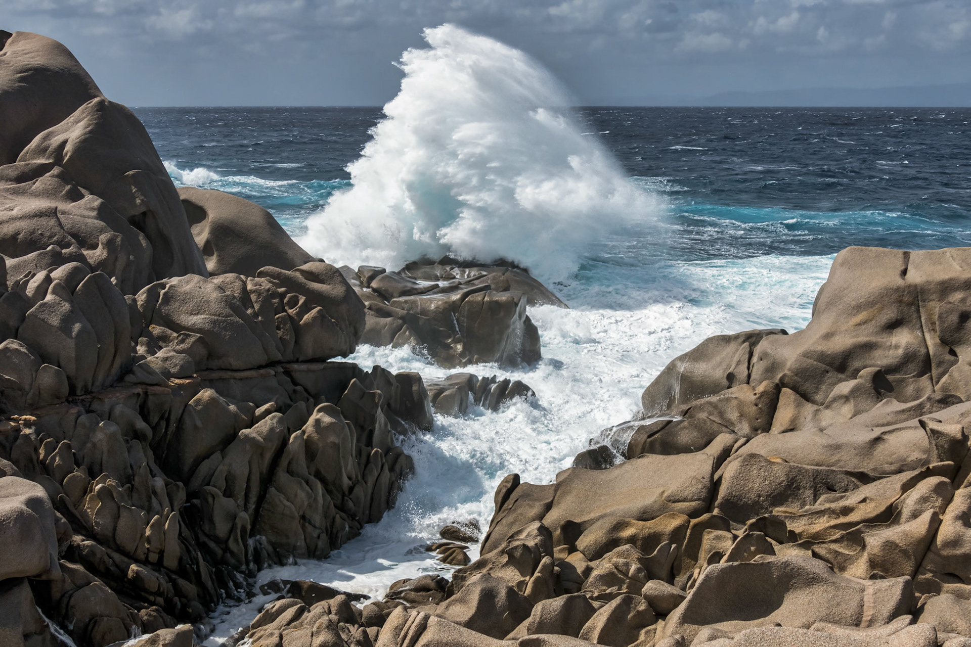 Waves Pounding the Coastline at Capo Testa Sardinia