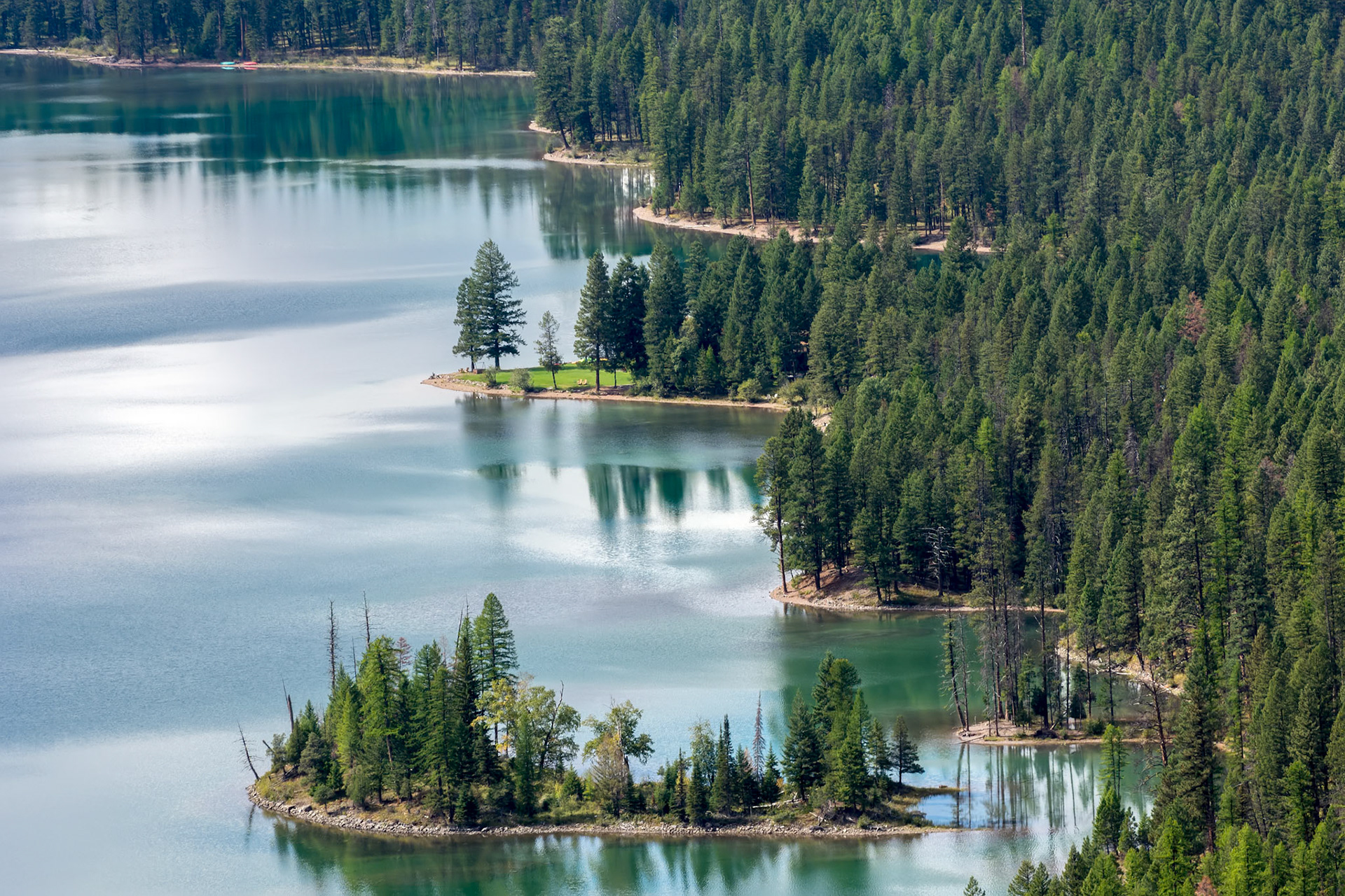 Scenic view of Holland Lake in Montana