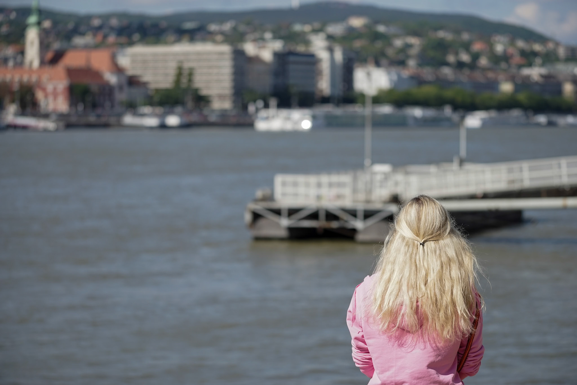 Lady Looking at the River Danube in Budapest