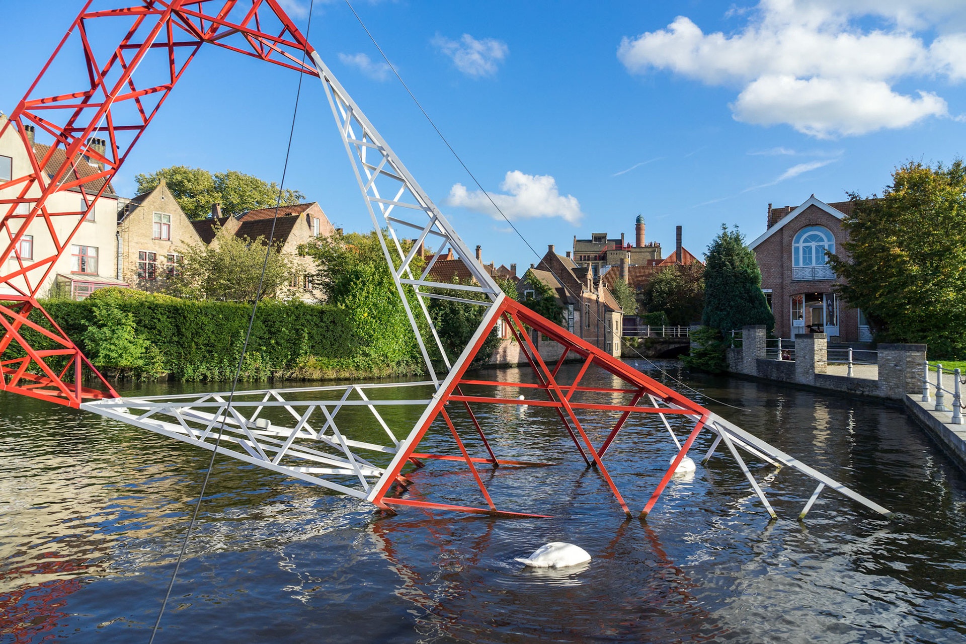 Pylon in the Canal in Bruges