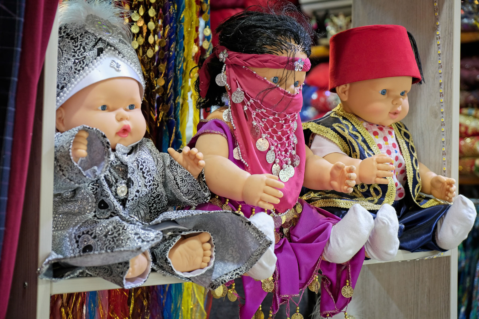 ISTANBUL, TURKEY - MAY 25 : Dolls for sale in the Grand Bazaar in Istanbul Turkey on May 25, 2018
