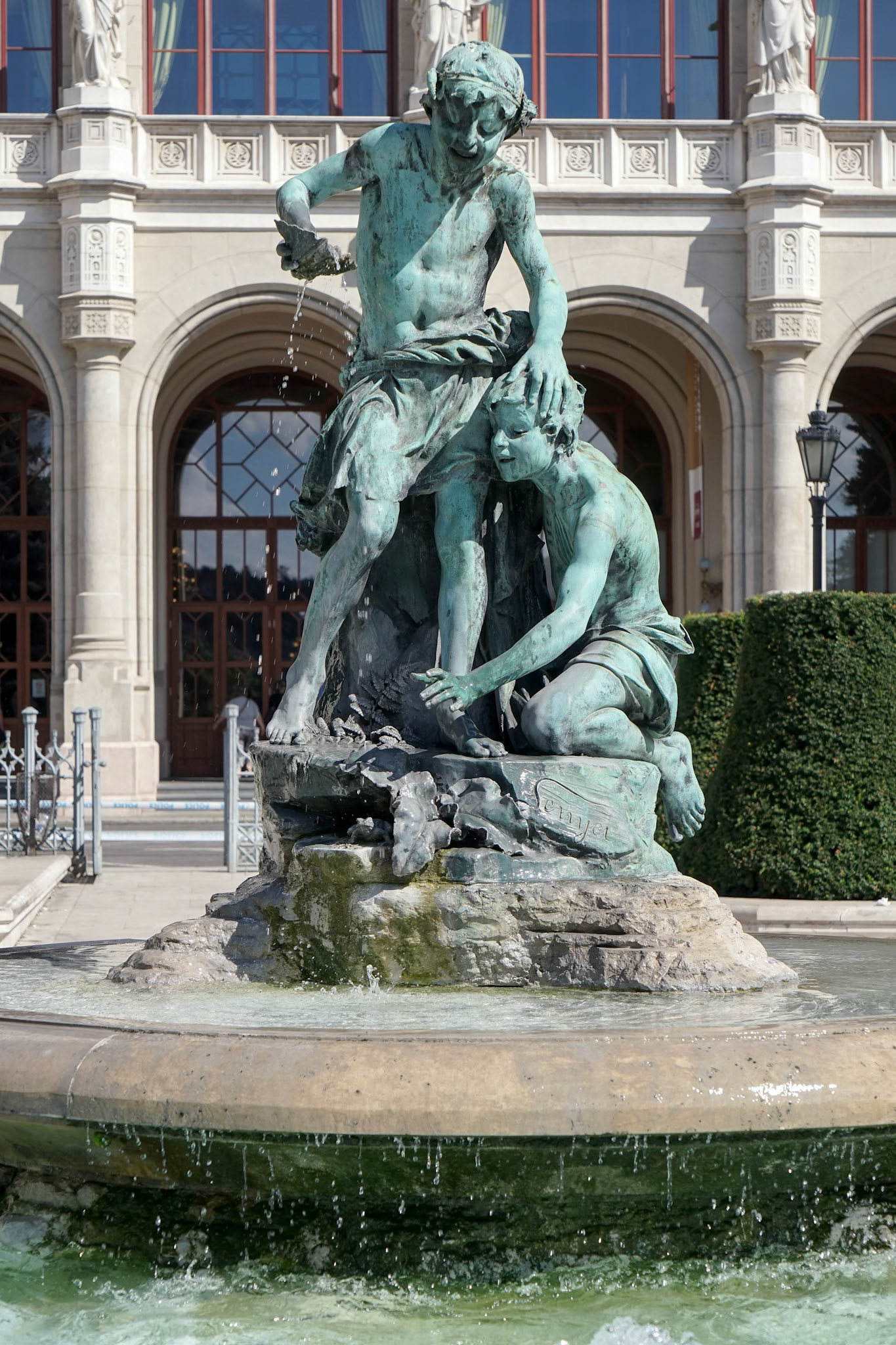 Statue in Front of the Vigado Concert Hall in Budapest