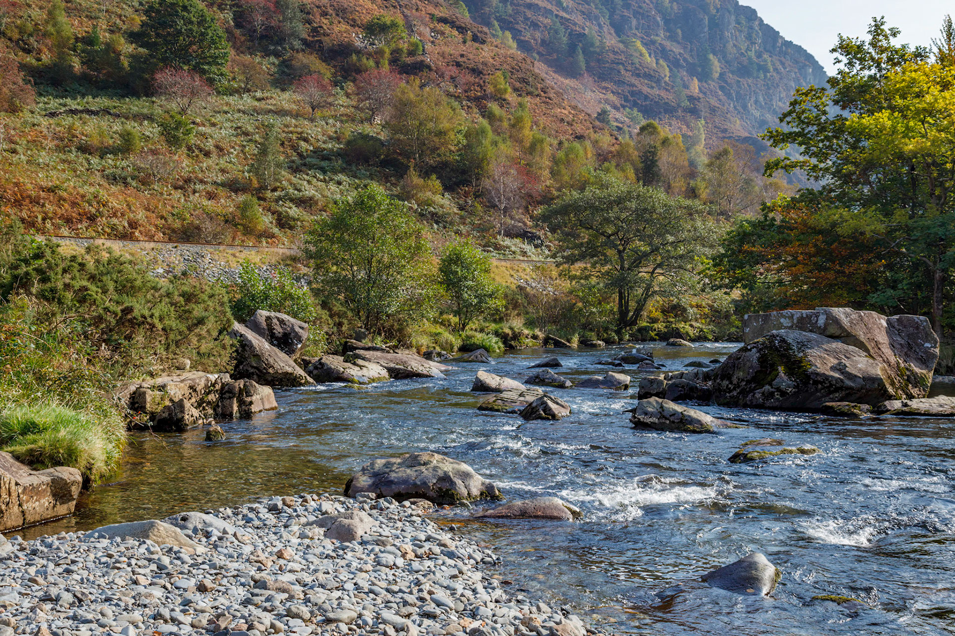 View along the Glaslyn River in Autumn