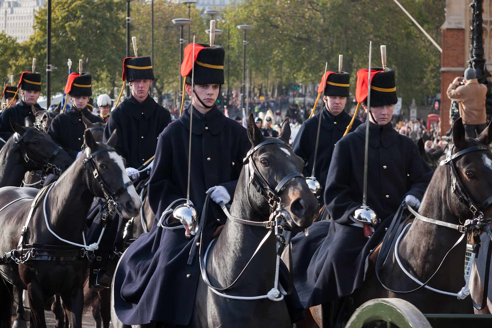 Hussars parading on horseback at the Lord Mayor's Show