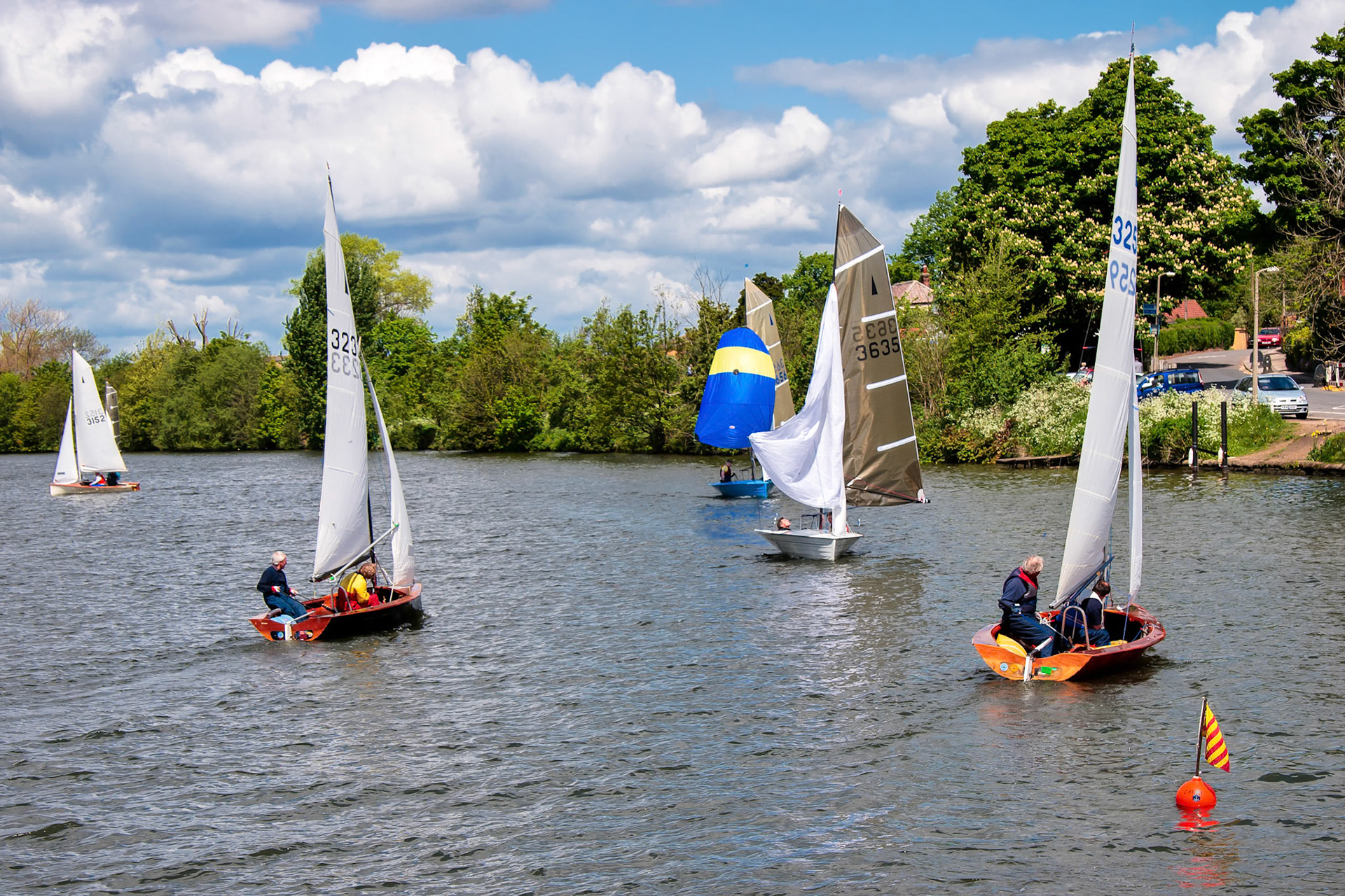 Sailing on the River Thames near Kingston-upon-Thames Surrey