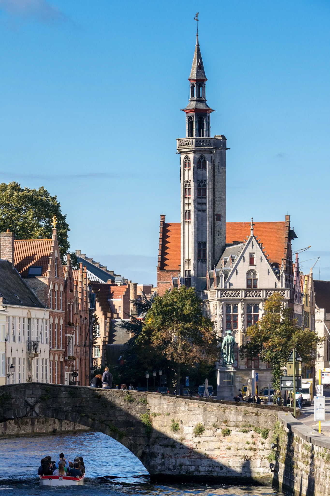 Tourists Enjoying a Boat Trip around Bruges