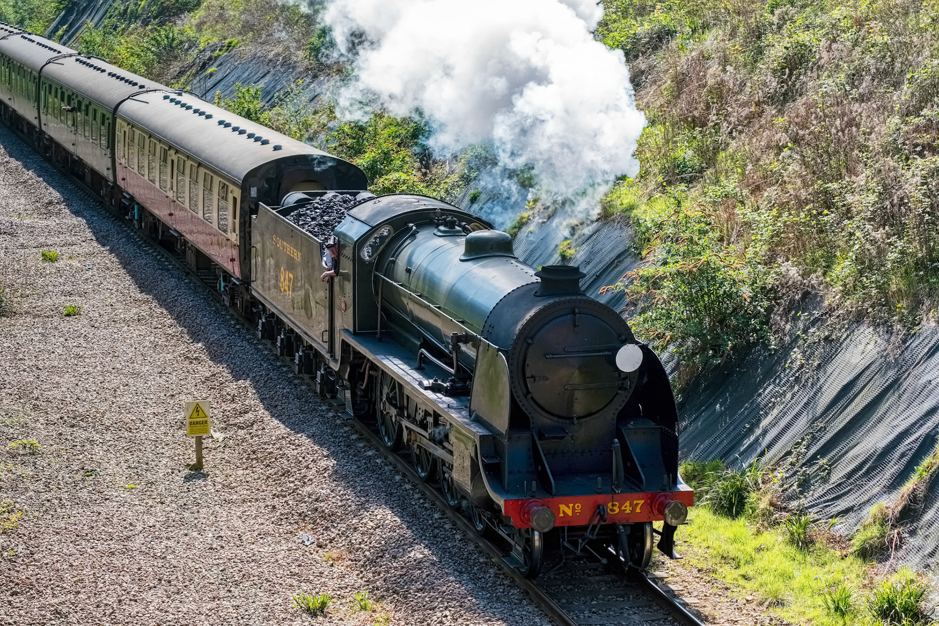 Steam Train on the Bluebell Railway Line in Sussex