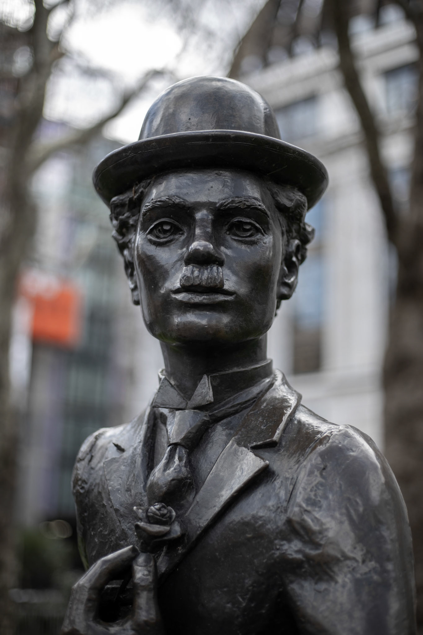 LONDON, UK - MARCH 11 : Statue of Charlie Chaplin in Leicester Square London on March 11, 2019