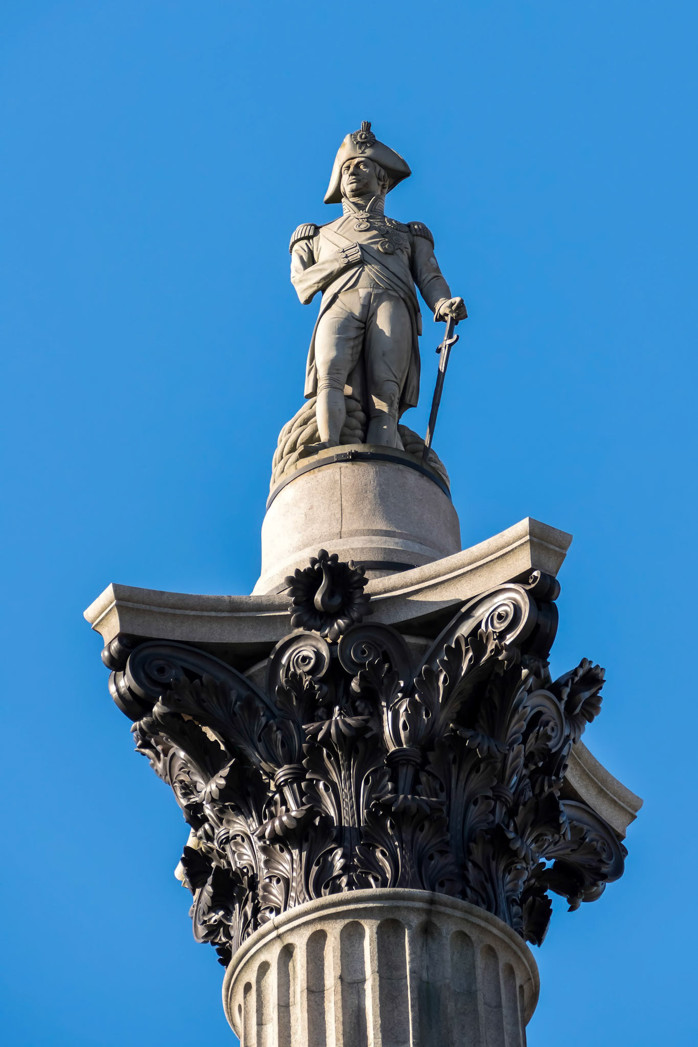 Close-up View of Nelson's Statue in Trafalgar Square