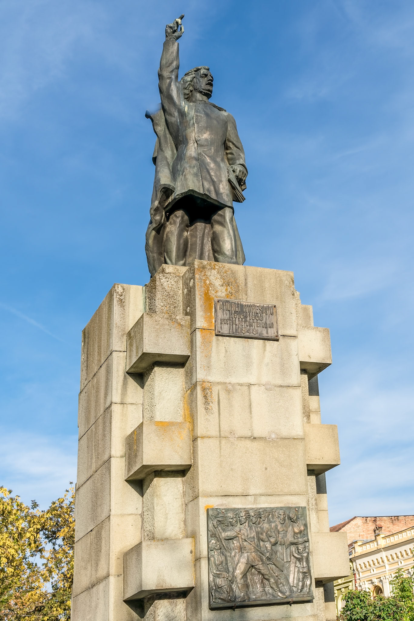 BISTRITA, TRANSYLVANIA/ROMANIA - SEPTEMBER 17 : Statue of Andrei Muresanu in Bistrita Transylvania Romania on September 17, 2018