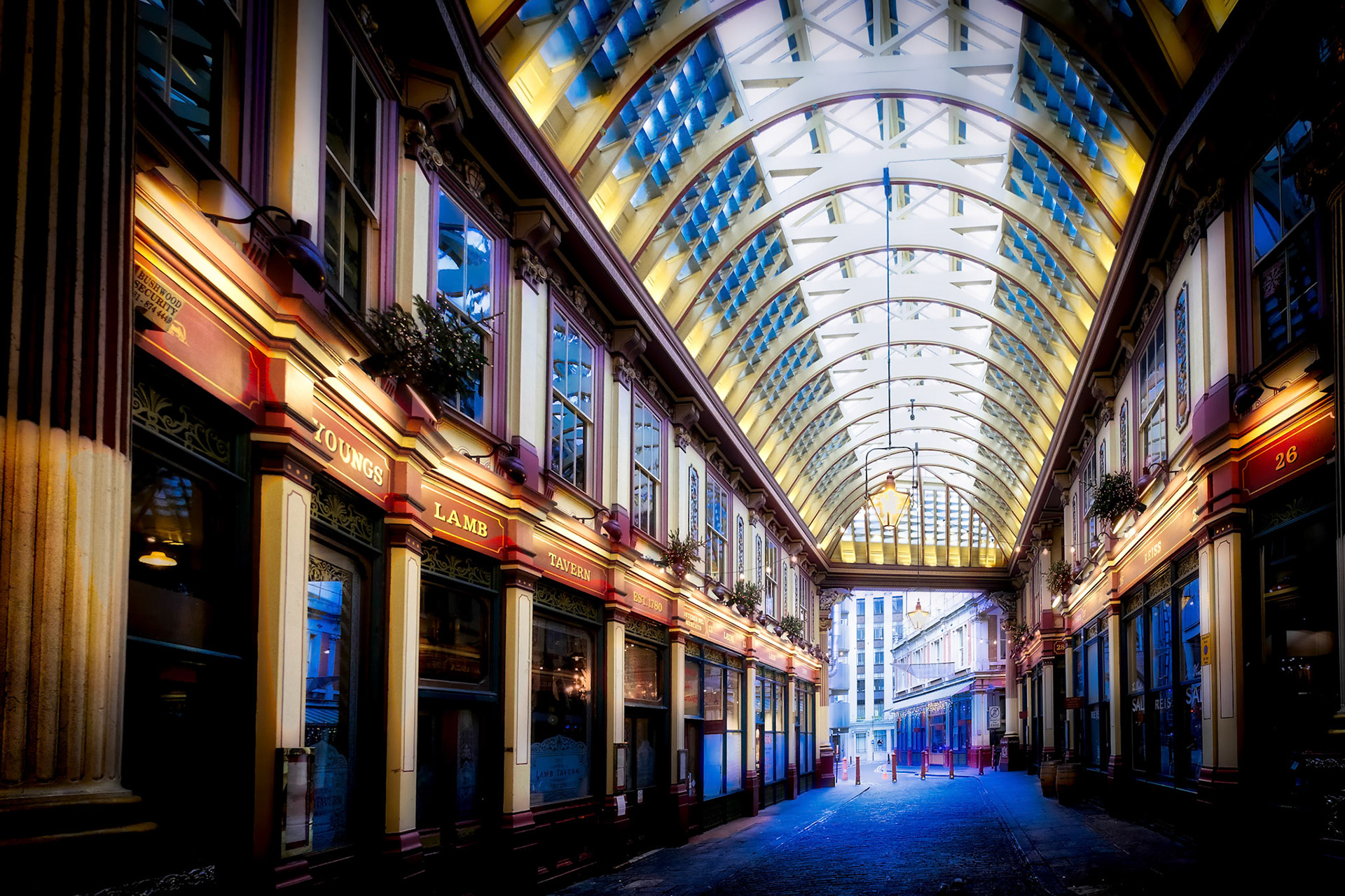 Deserted Leadenhall Market on a Sunday