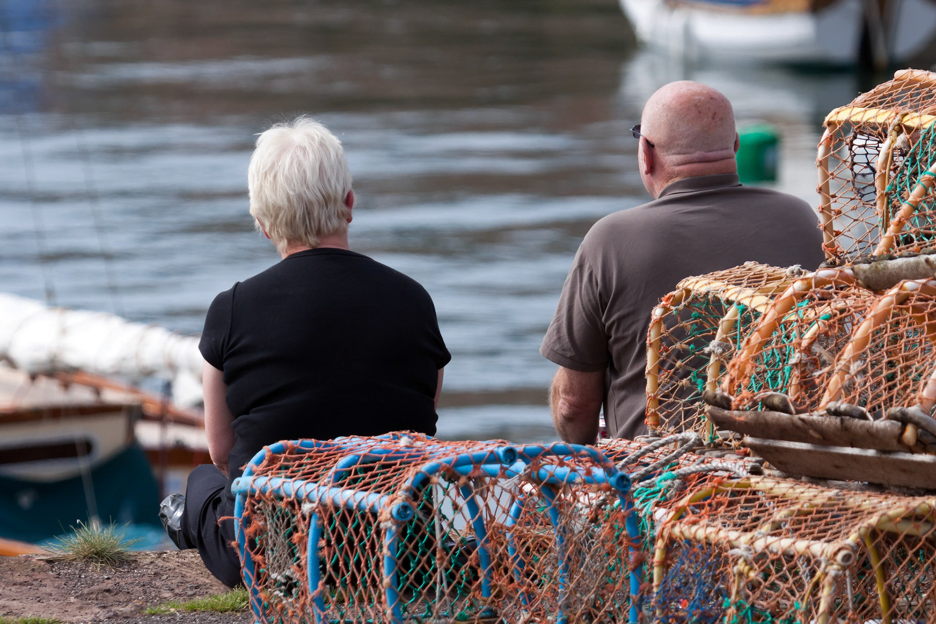 Two People Sitting on the Quayside at Dunbar