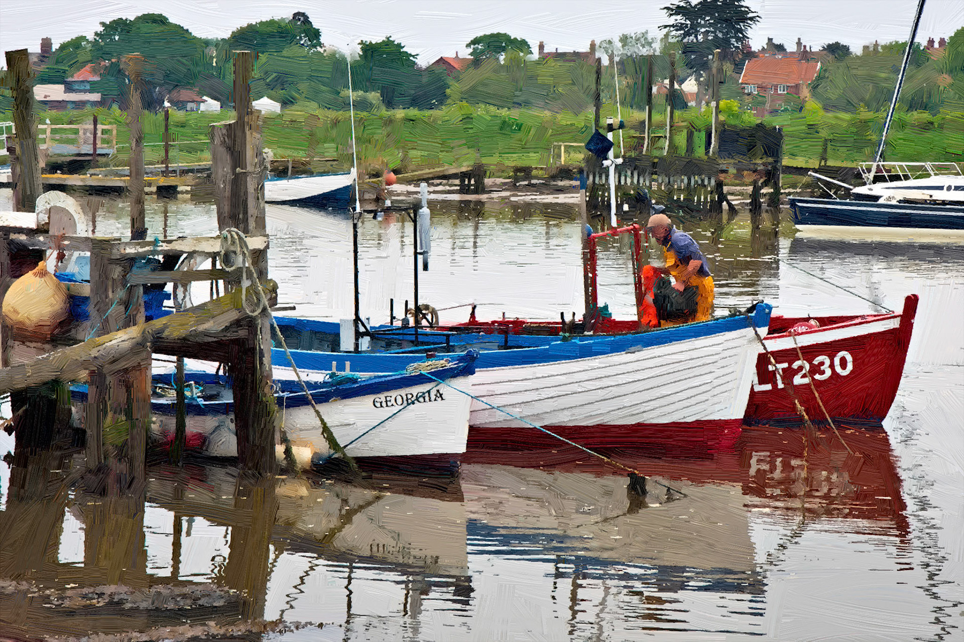 Row of Fishing Boats in Southwold Harbour