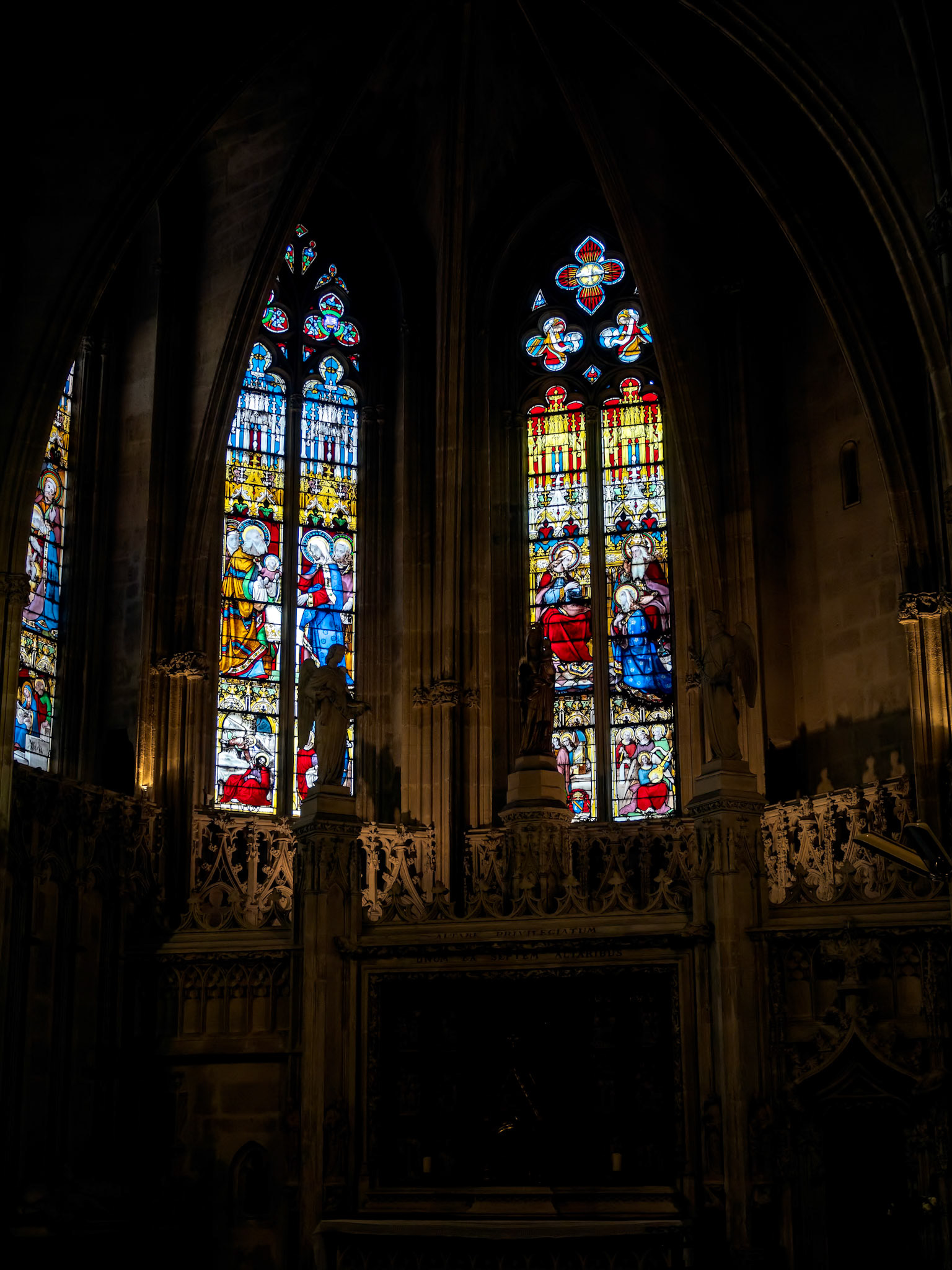 Stained Glass Windows in the Basilica St Seurin in Bordeaux