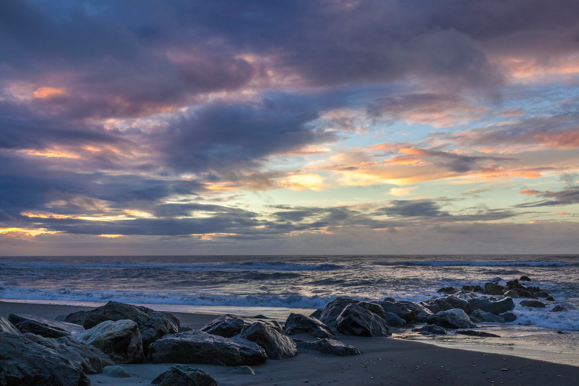 Sunset at Hokitika beach
