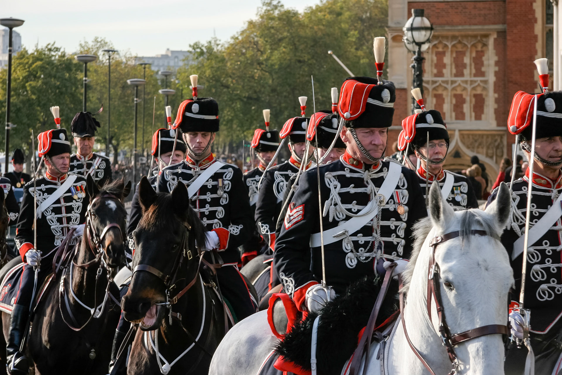 Hussars parading on horseback at the Lord Mayor's Show