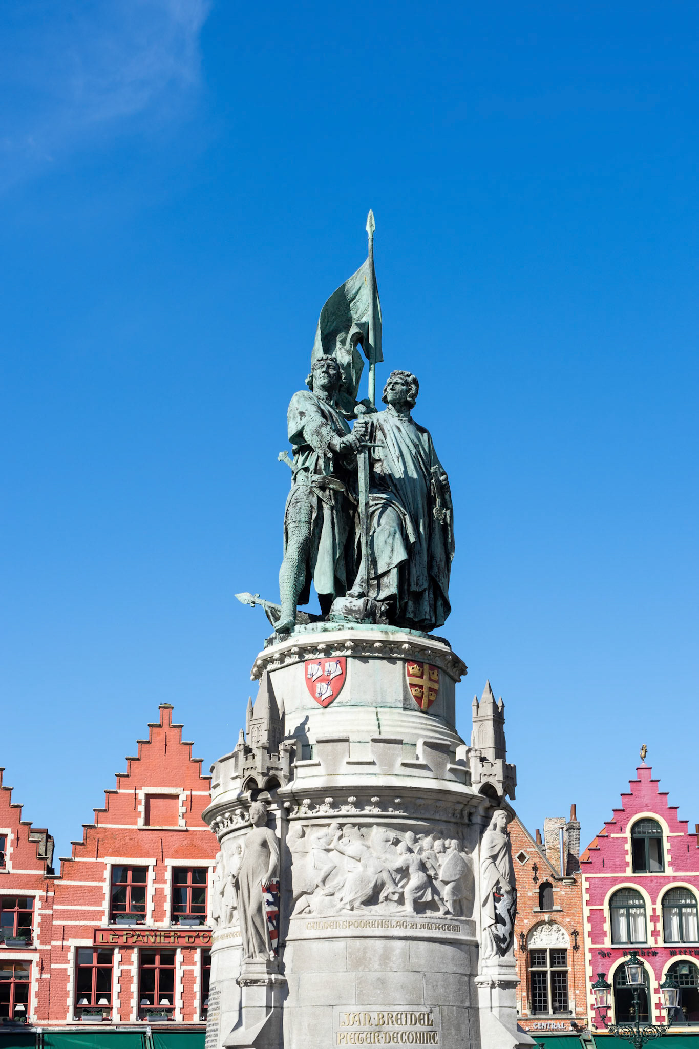Jan Breydel and Peter De Conik Statue in Market Square Bruges
