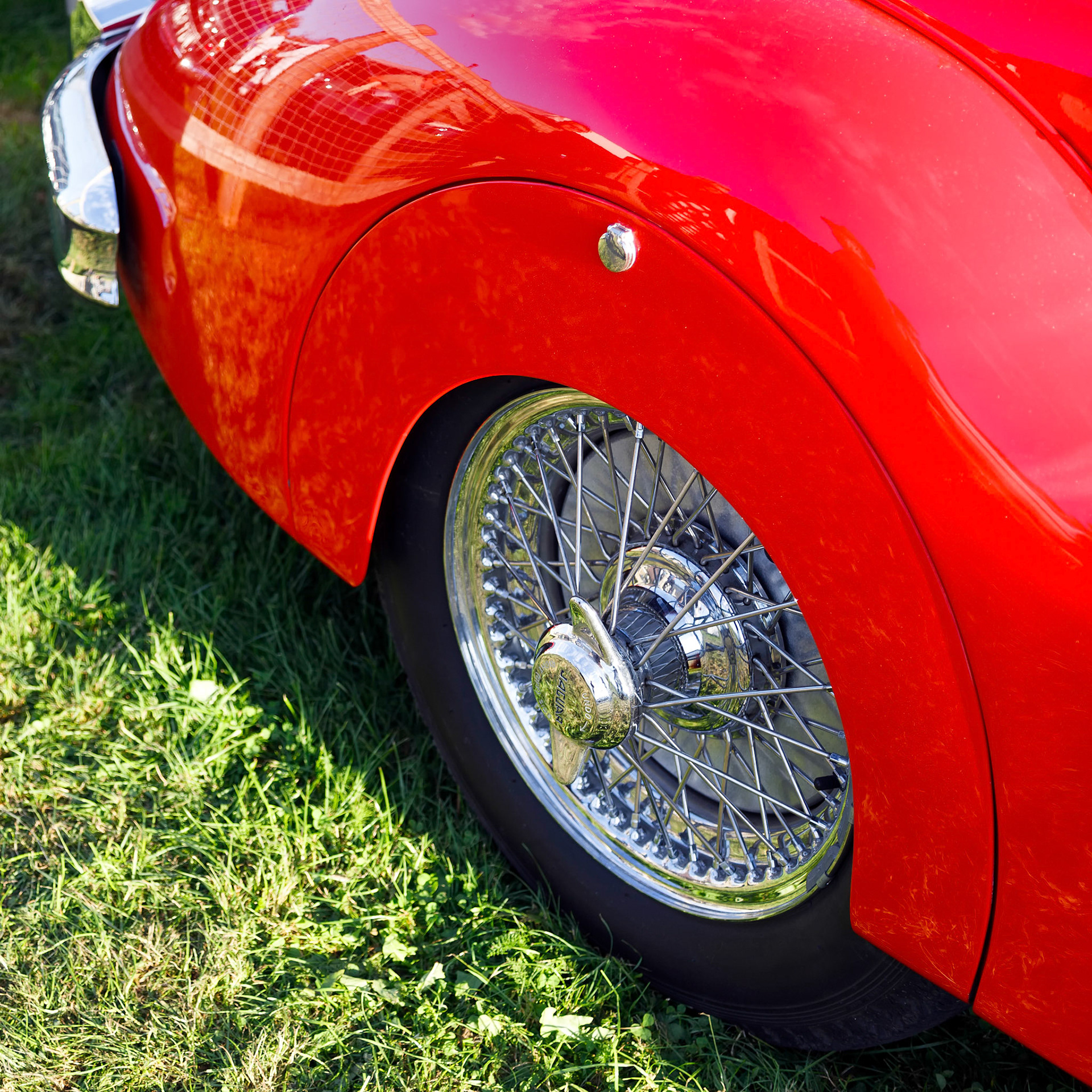 Close-up Rear Wheel of a 1948 Jaguar XK120