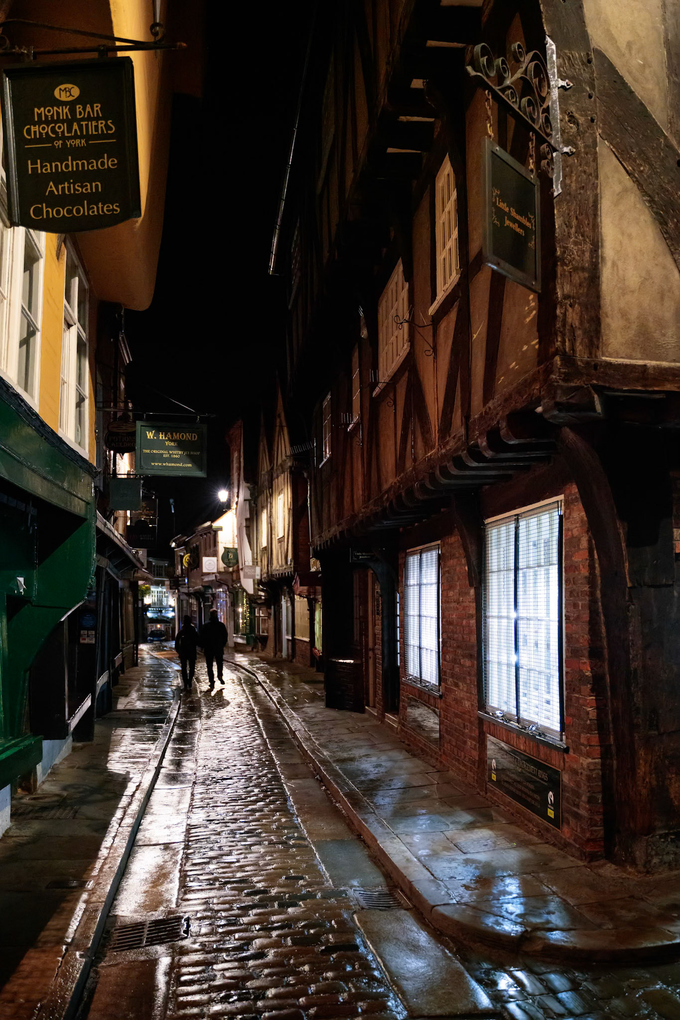 YORK, NORTH YORKSHIRE/UK - FEBRUARY 19 : View of buildings and architecture in the Shambles area of  York, North Yorkshire on February 19, 2020. Two unidentified people