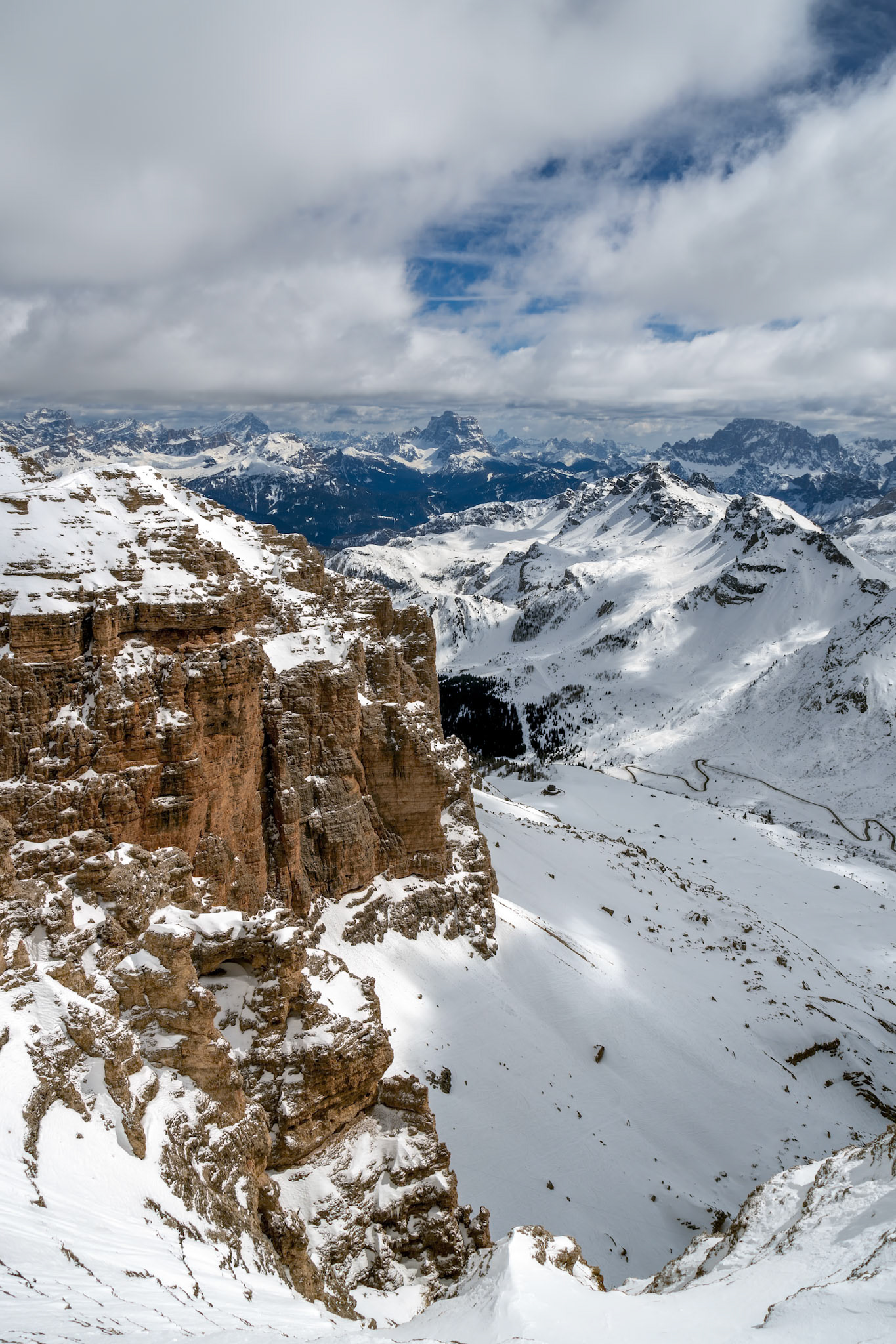 View from Sass Pordoi in the Upper Part of Val di Fassa
