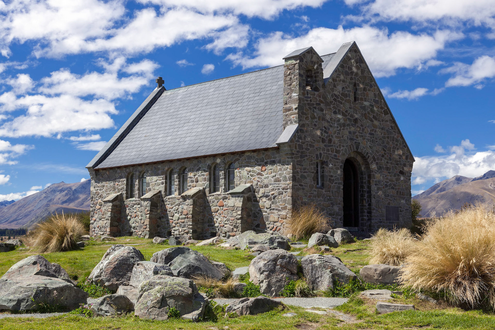 LAKE TEKAPO, MACKENZIE REGION/NEW ZEALAND - FEBRUARY 23 : Church of the Good Shepherd at Lake Tekapo in  New Zealand on February 23, 2012