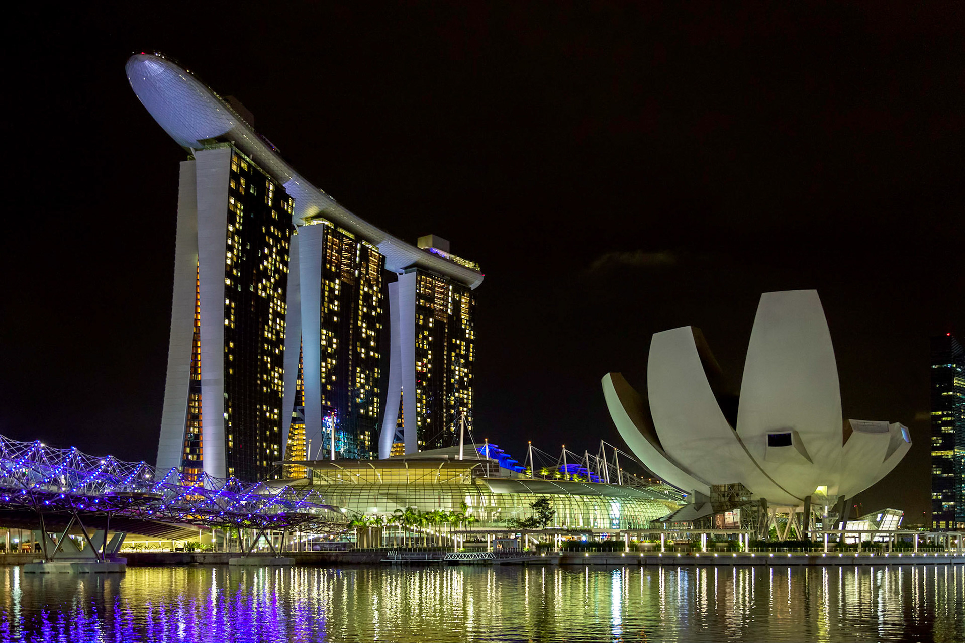 Singapore Skyline Illuminated at Night