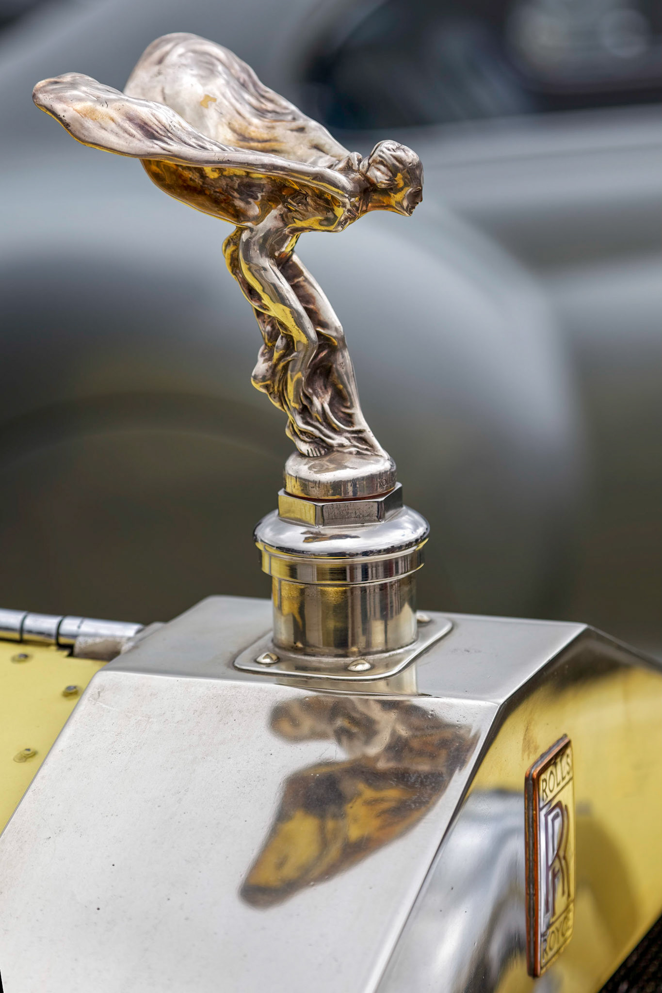 Close-up of the Emblem on a Vintage Rolls Royce