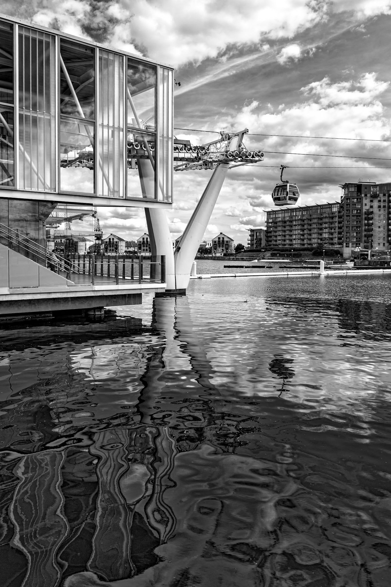 View of the London Cable Car over the River Thames
