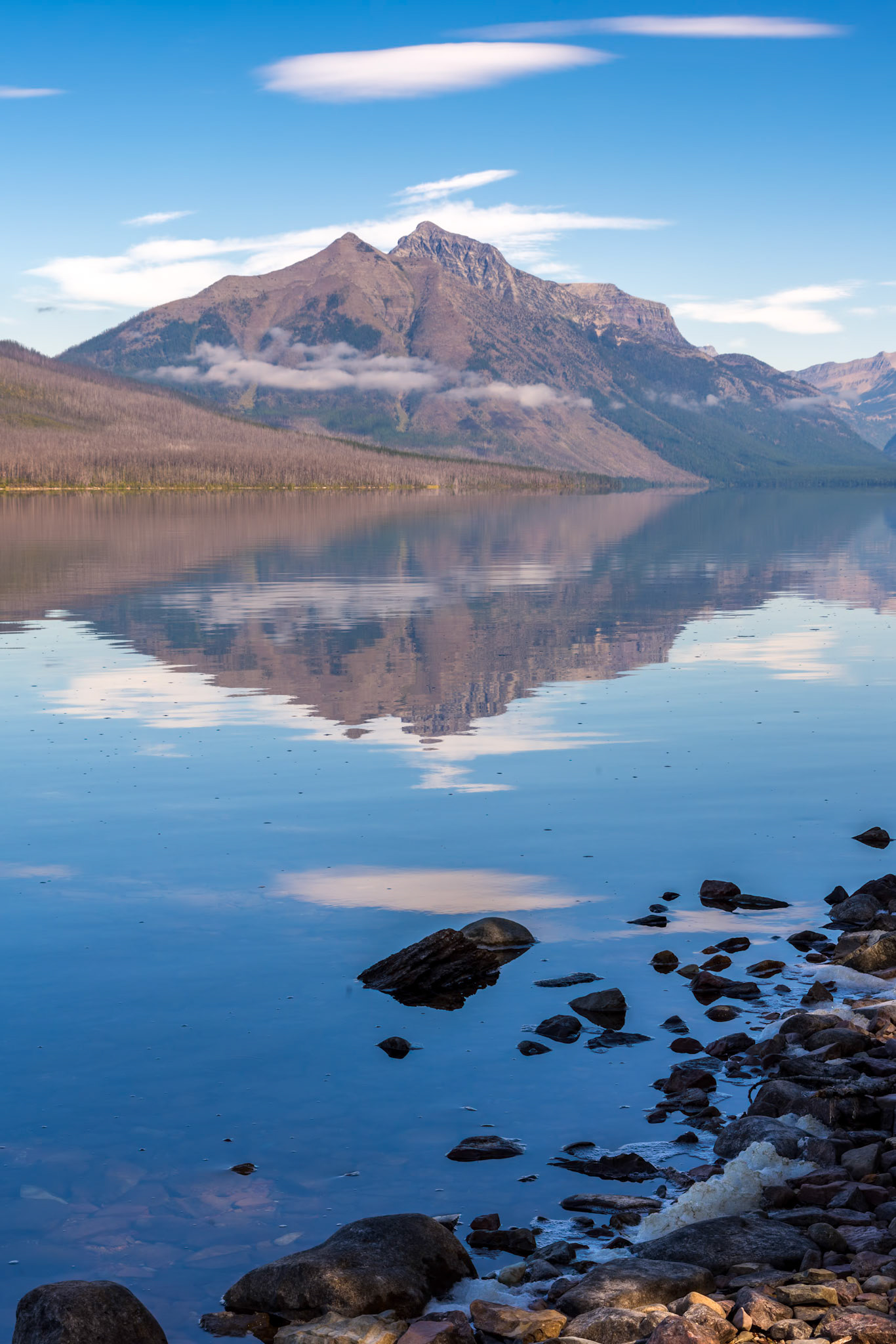 Scenic view of Lake McDonald near Apgar in Montana