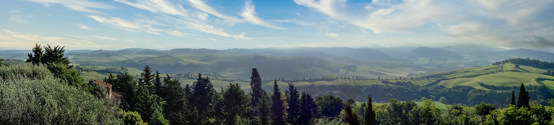 Panoramic view of the countryside of Val d'Orcia Tuscany