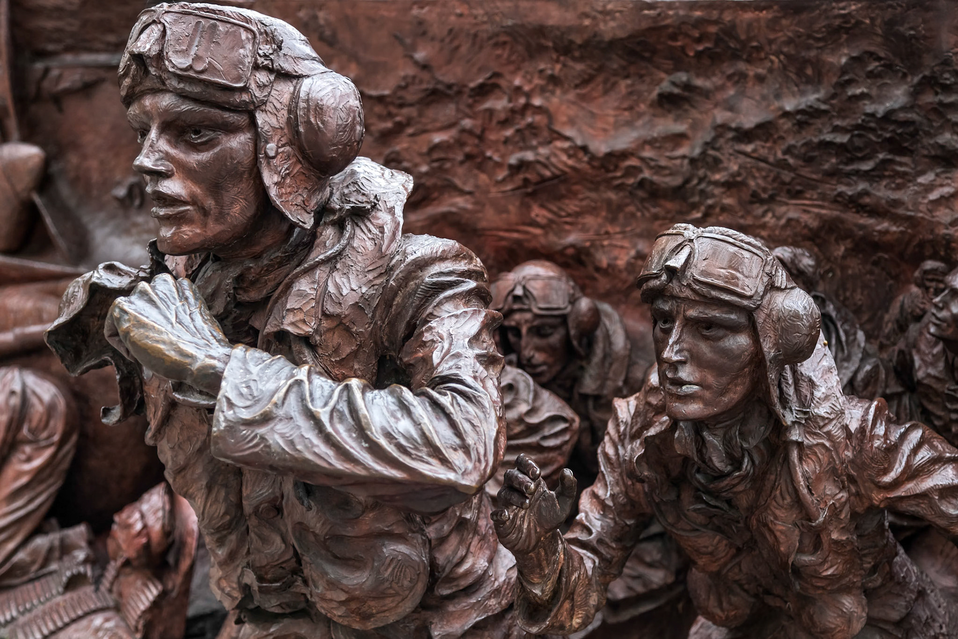 Close-up of Part of the Battle of Britain Monument on the Embankment in London