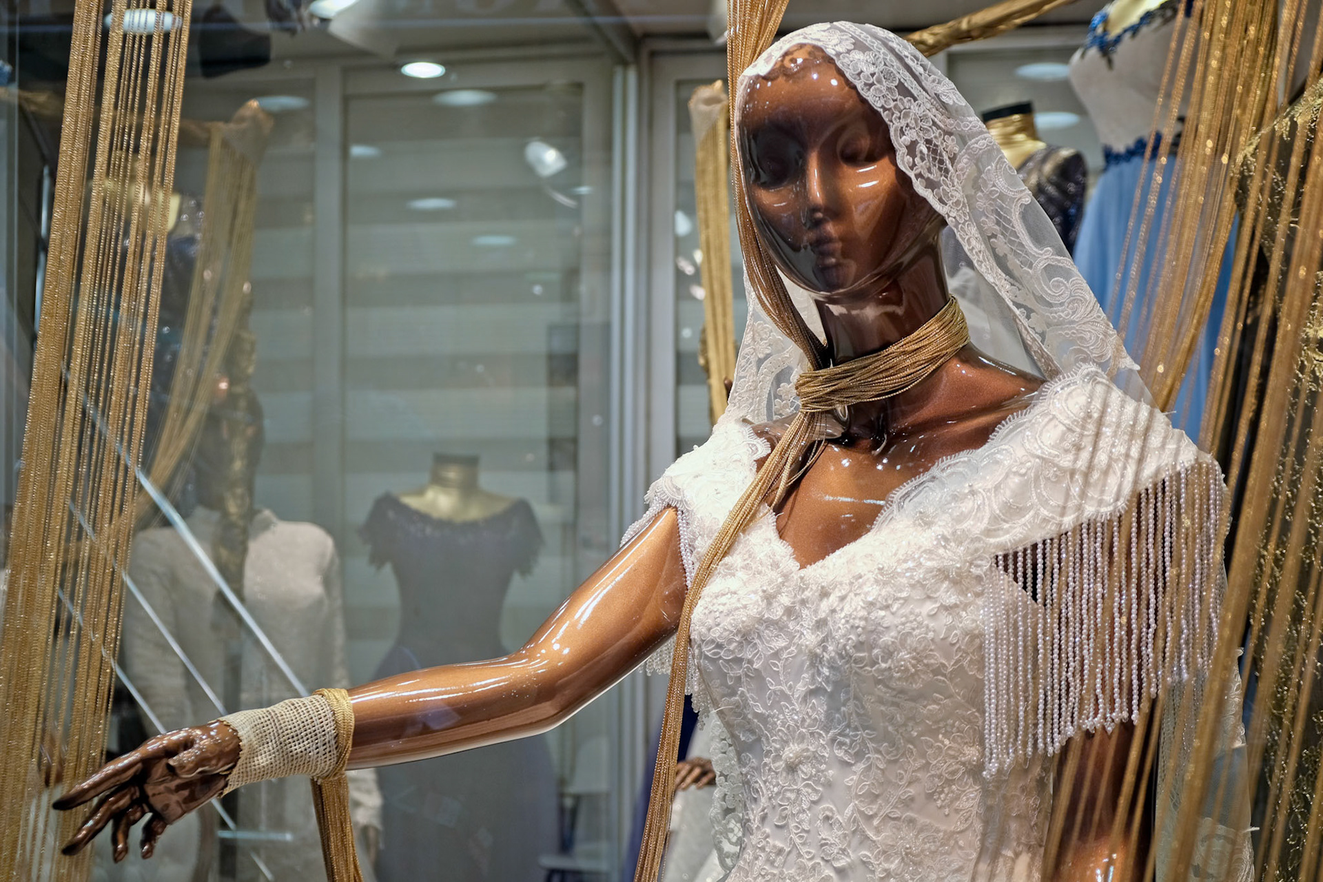 ISTANBUL, TURKEY - MAY 25 : Wedding dress for sale in the Grand Bazaar in Istanbul Turkey on May 25, 2018