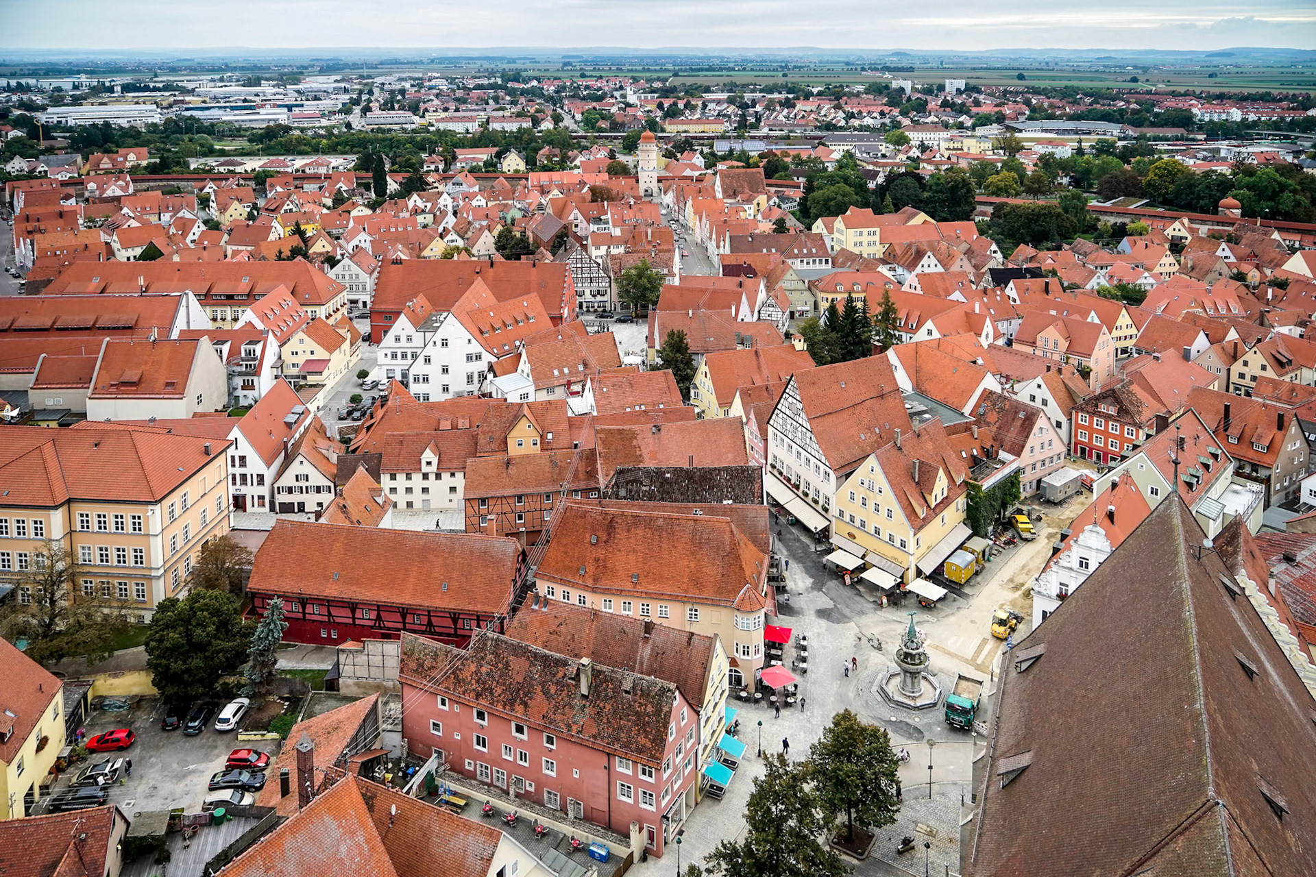 Aerial View of the Skyline of Nordlingen Bavaria in Germany