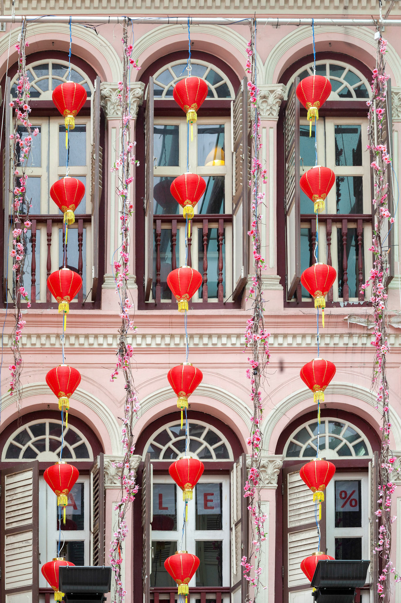 Chinese Lanterns outside a Building in Singapore