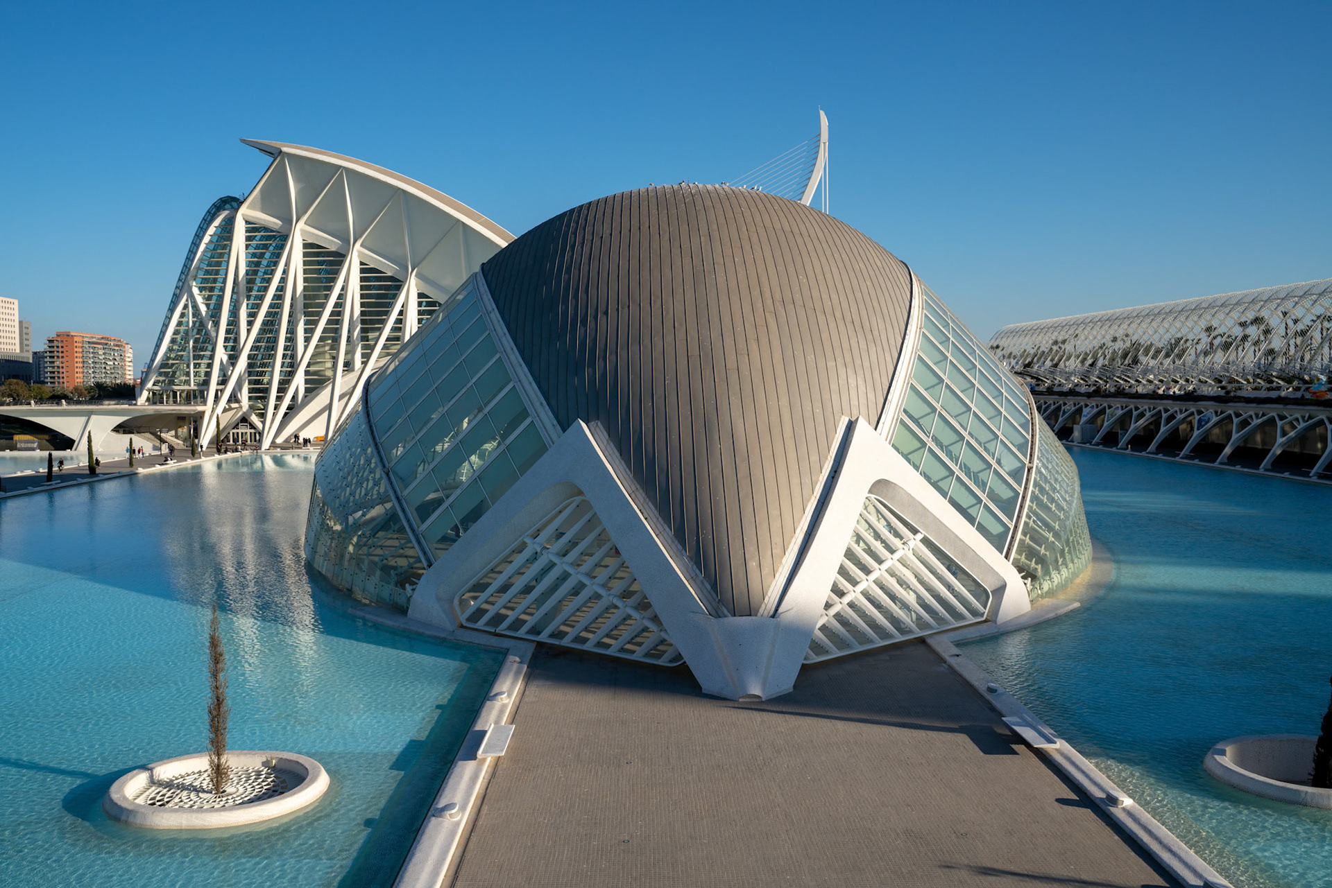 VALENCIA, SPAIN - FEBRUARY 25 : Imax Cinema in the City of Arts and Sciences in Valencia Spain on February 25, 2019. Unidentified people