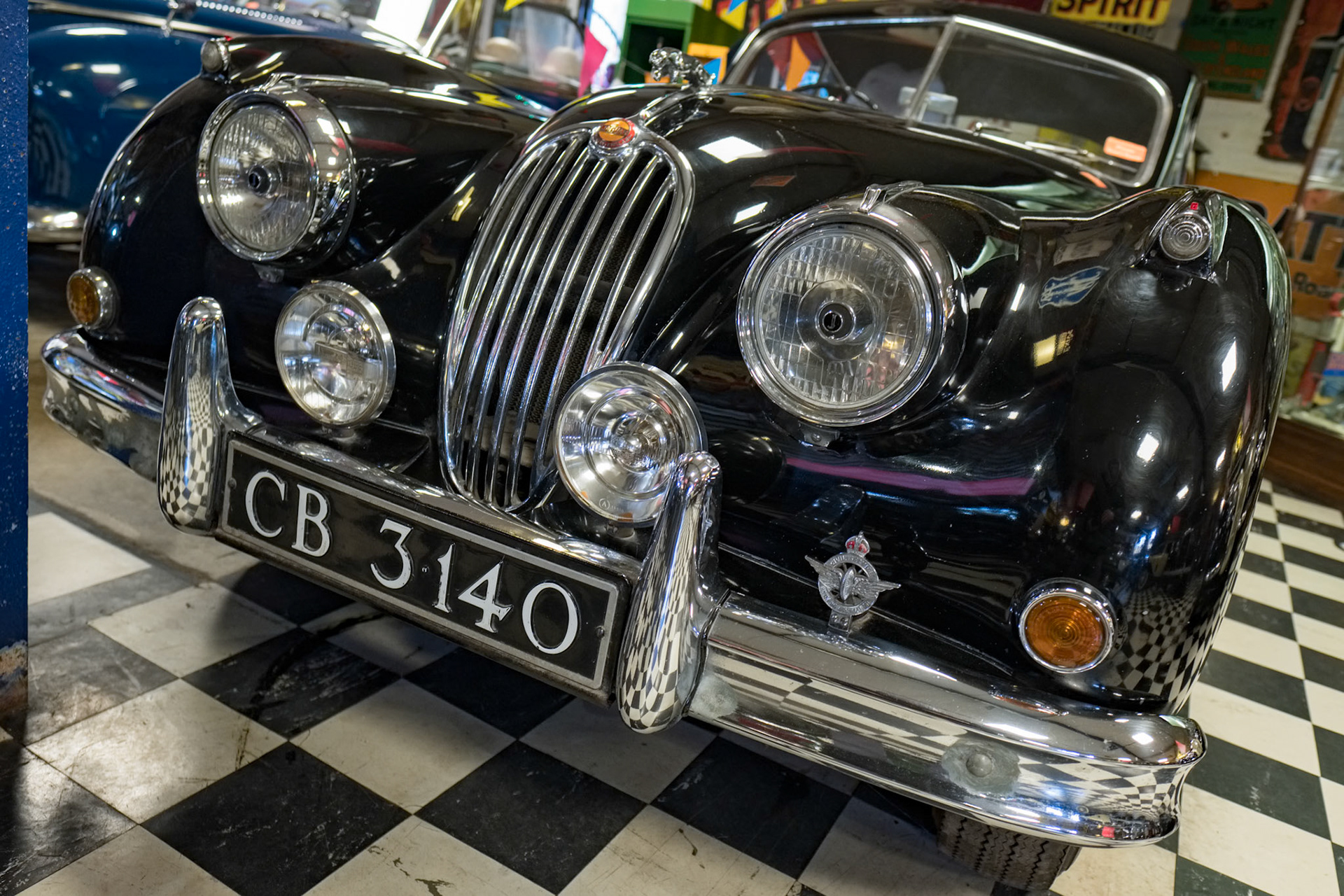 Classic Jaguar XK140 1956 in the Motor Museum at Bourton-on-the-Water