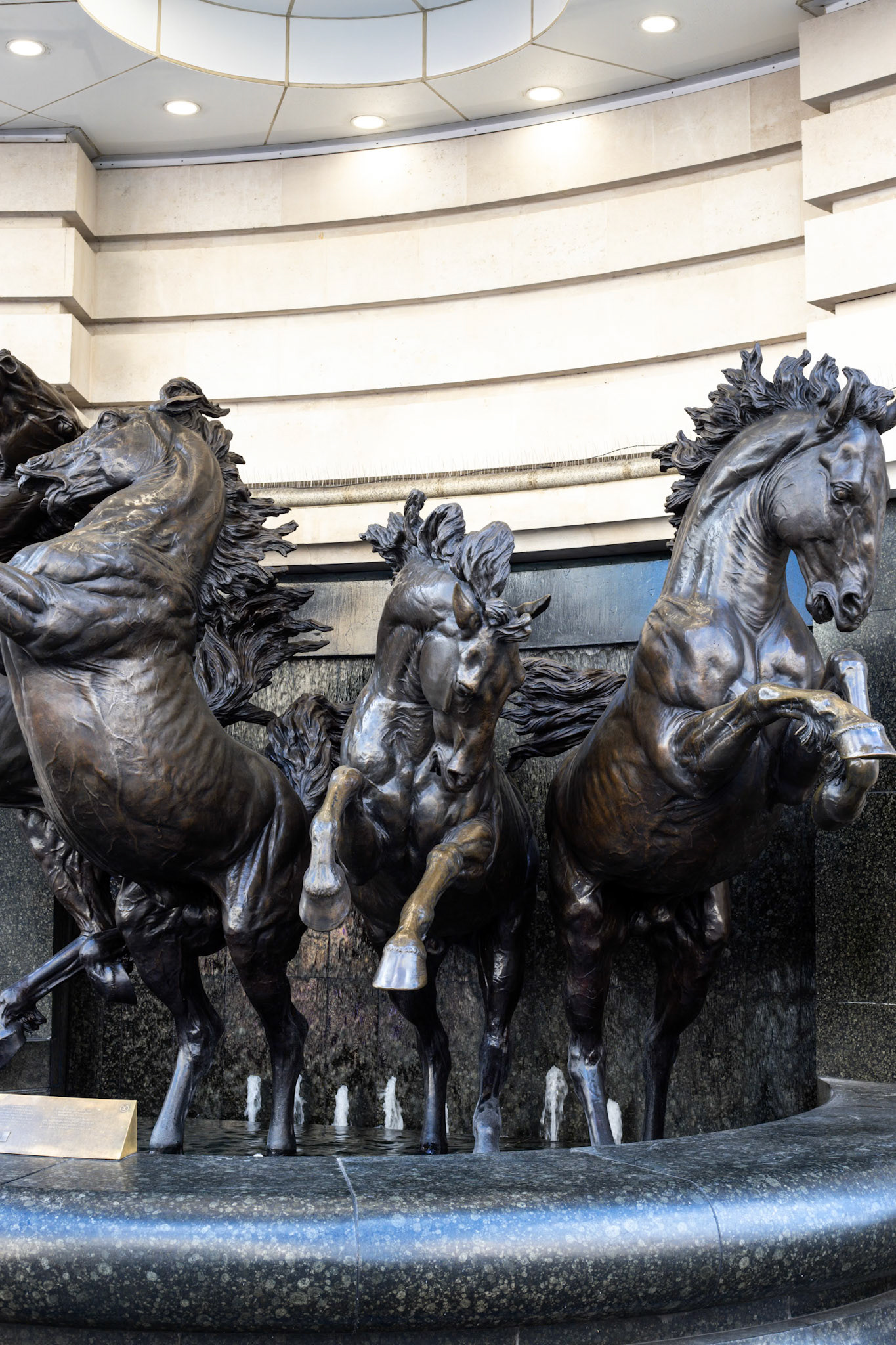 LONDON, UK - MARCH 11 : The Horses of Helios Statue in Piccadilly London on March 11, 2019