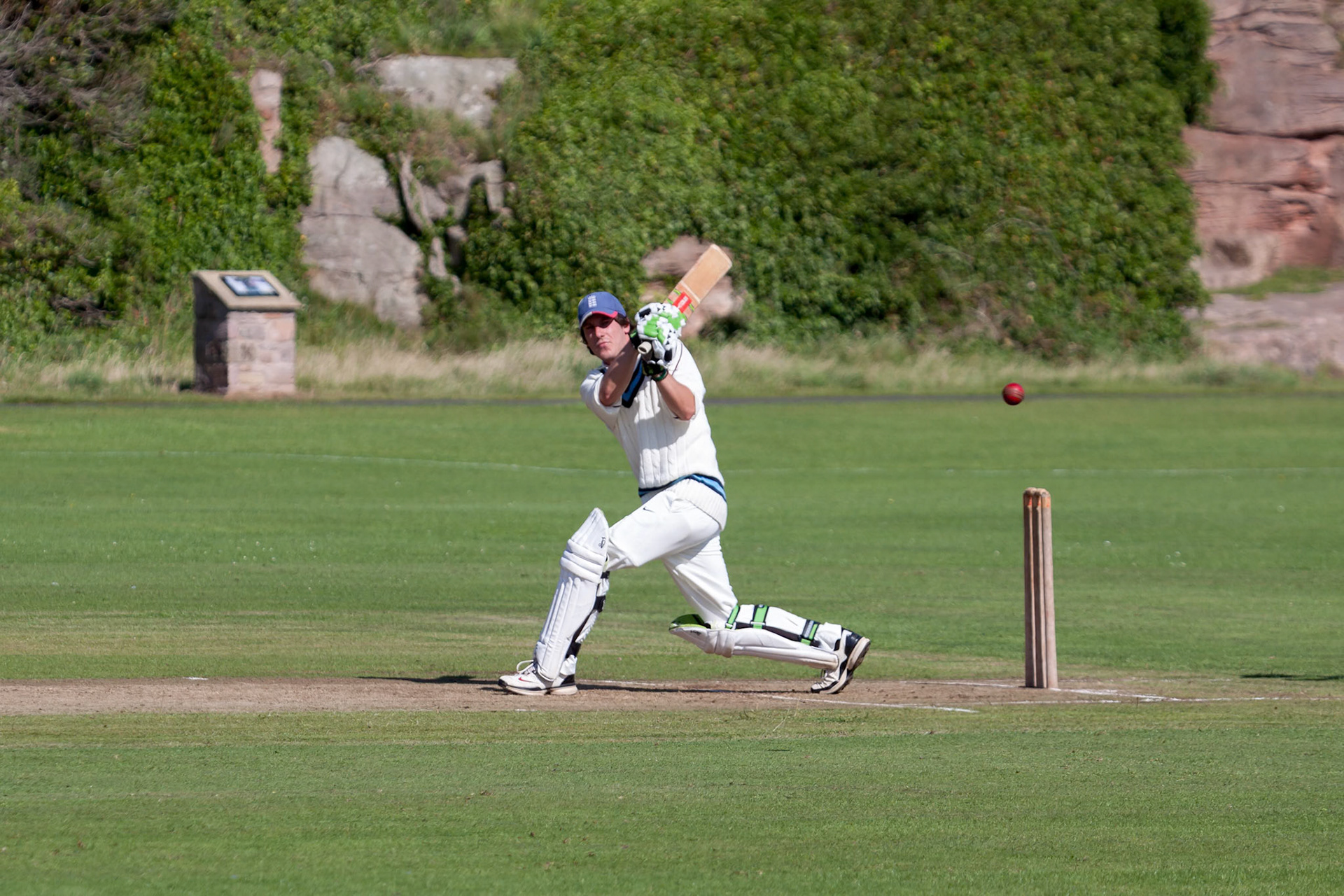 Playing Cricket on the Green at Bamburgh
