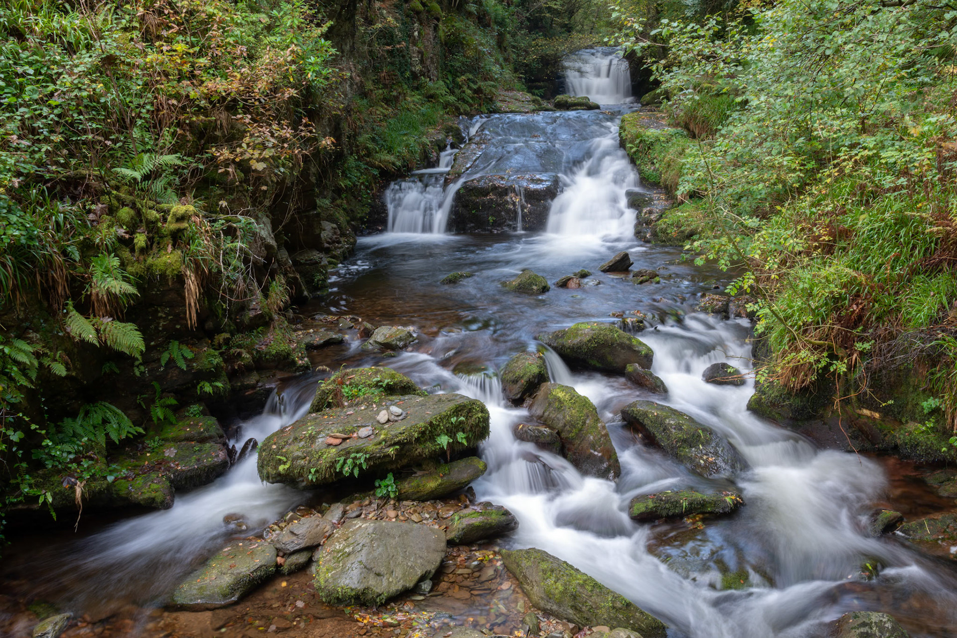 Waterfalls and rapids at the East Lyn River