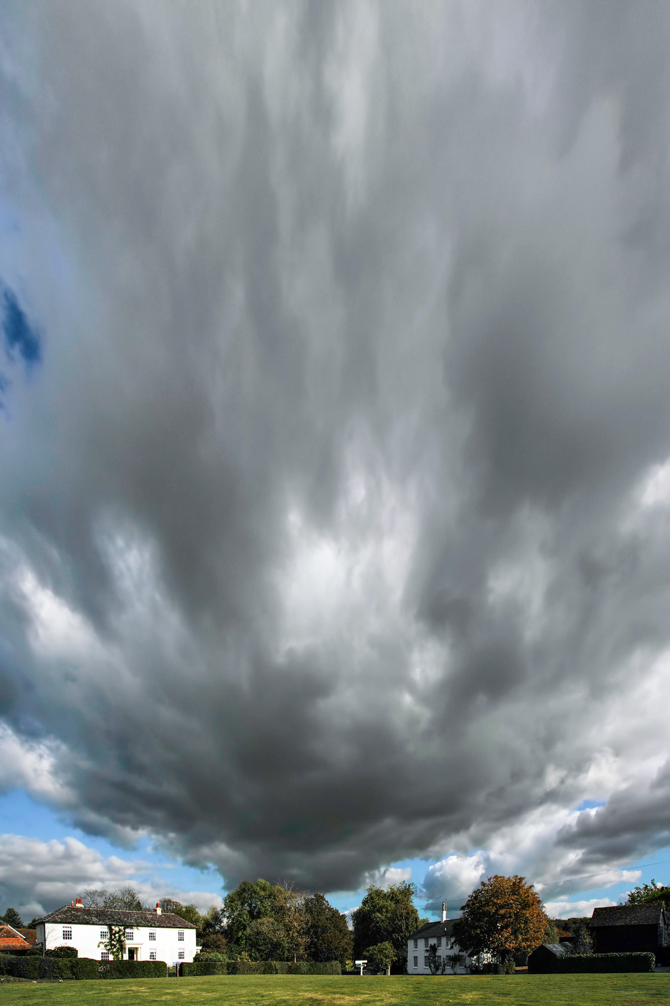RUSHLAKE GREEN,  EAST SUSSEX, UK - OCTOBER 12 : Fast Moving Storm Clouds over Rushlake Green in East Sussex on October 12, 2009