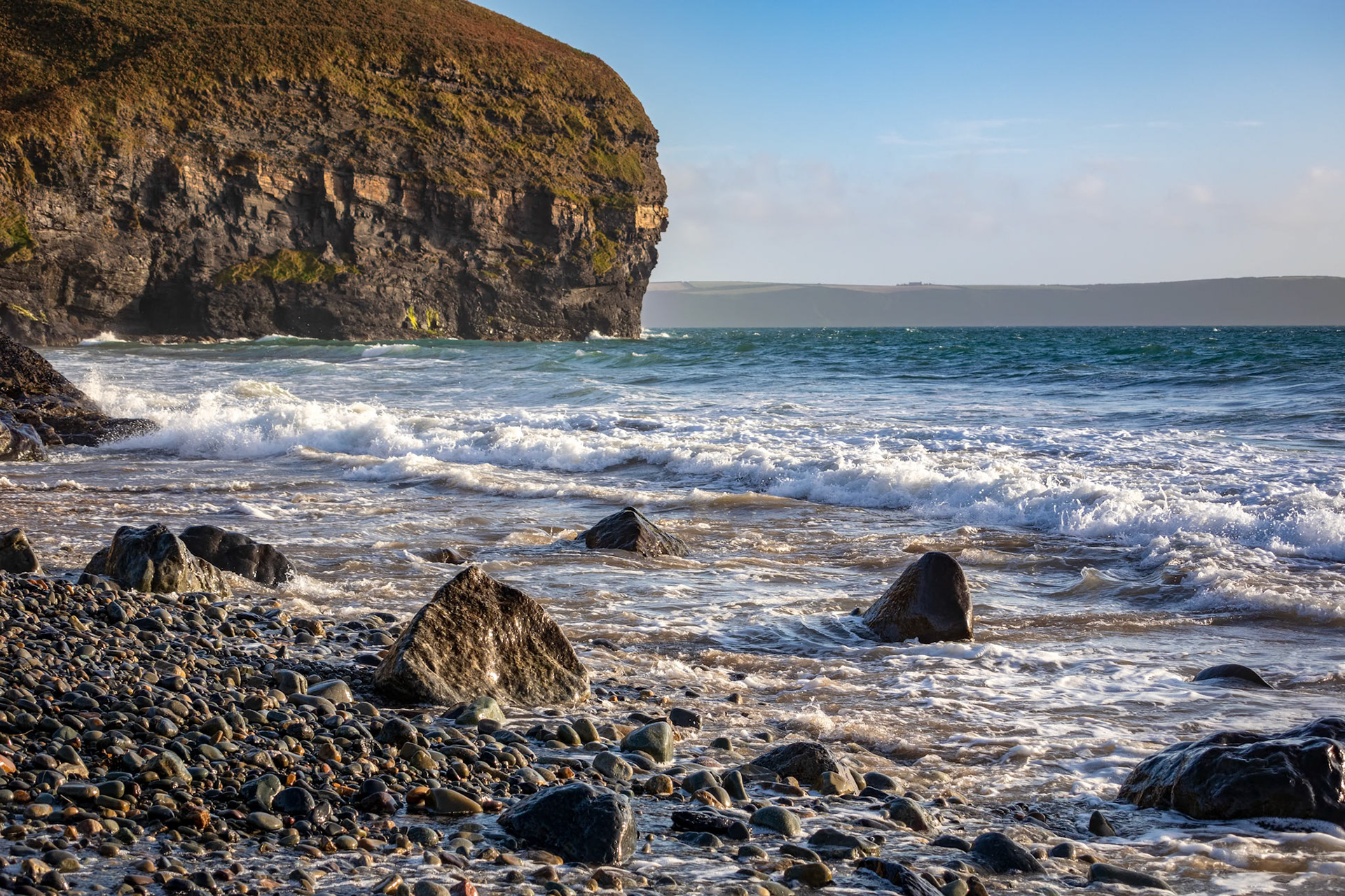 View of the beach at Druidston Haven in Pembrokeshire
