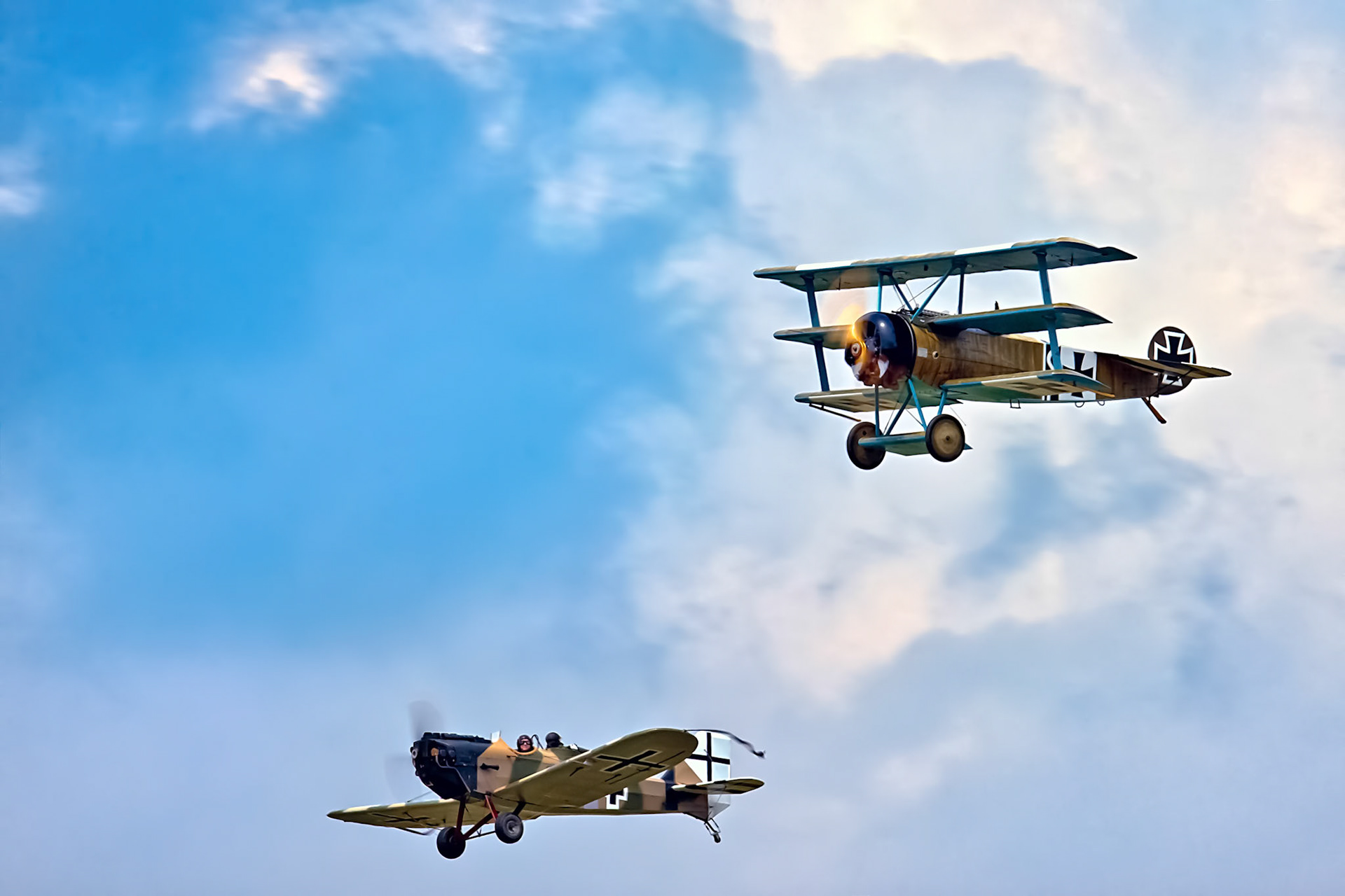 Fokker Triplane  and Junkers CL1 (Great War Team) Aerial Display at Biggin Hill Airshow