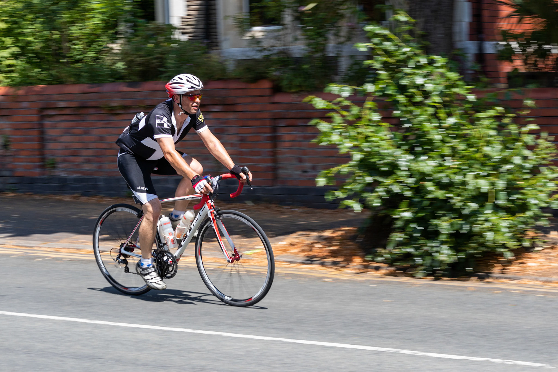 CARDIFF, WALES/UK - JULY 8 : Cyclist participating in the Velothon Cycling Event in Cardiff Wales on July 8, 2018. One unidentified person