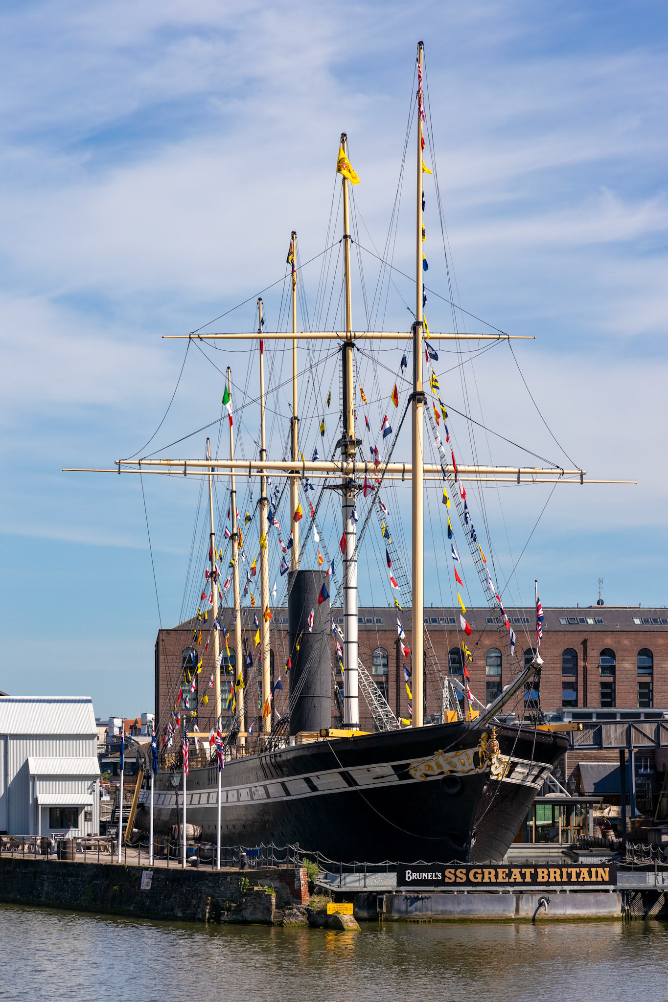 BRISTOL, UK - MAY 13 : View of the SS Great Britain in dry dock in Bristol on May 13, 2019