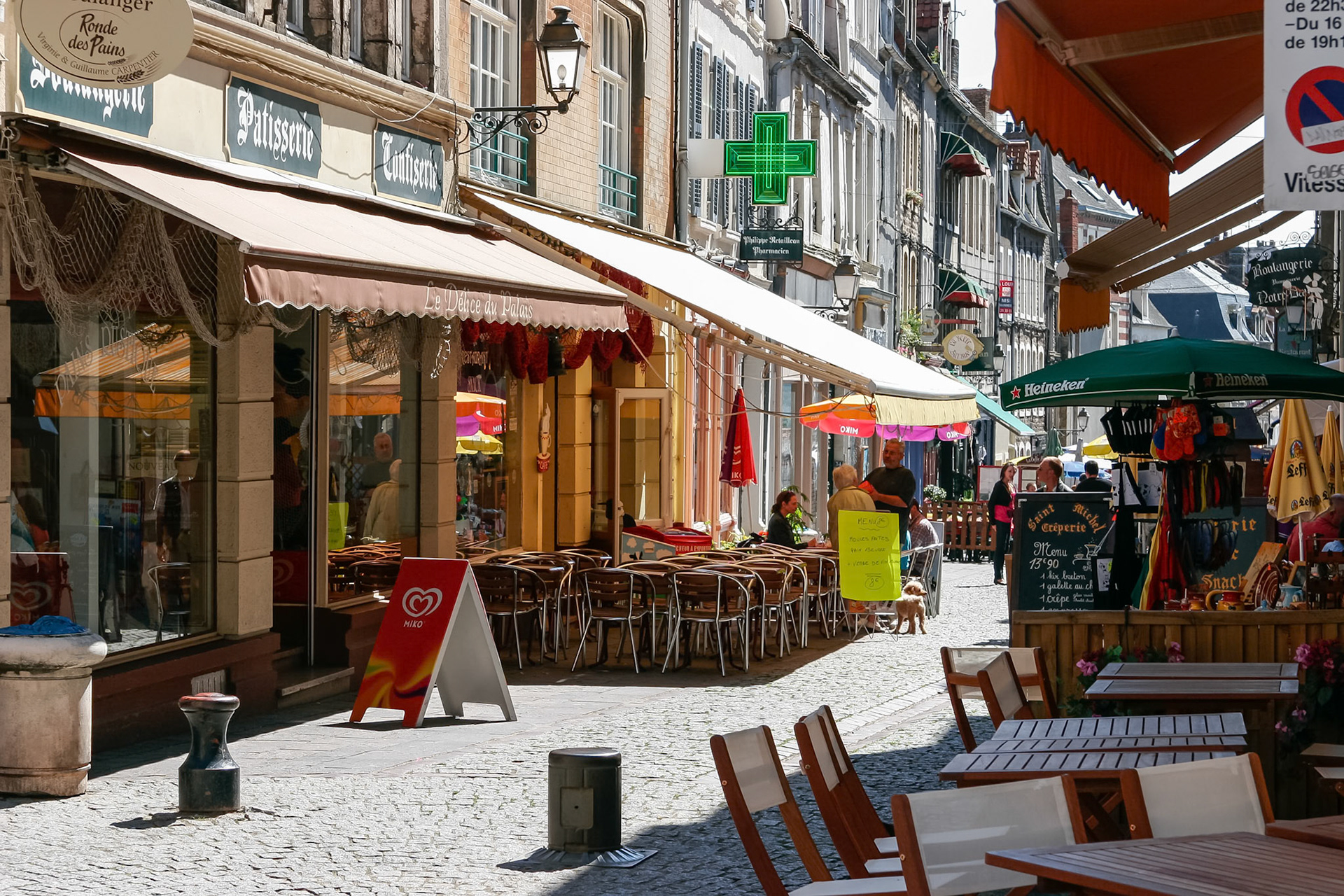 A Typical Colourful Street Scene in Boulogne