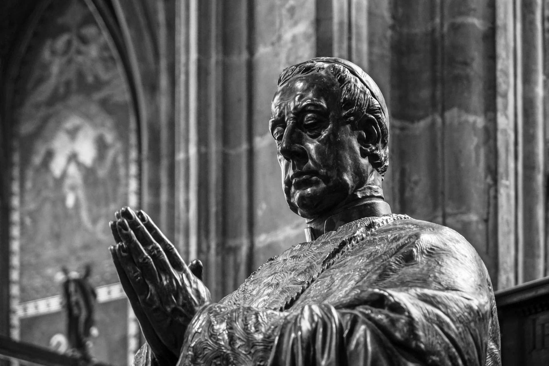 Statue of Friedrich Johannes Jacob Celestin von Schwarzenberg in St Vitus Cathedral in Prague